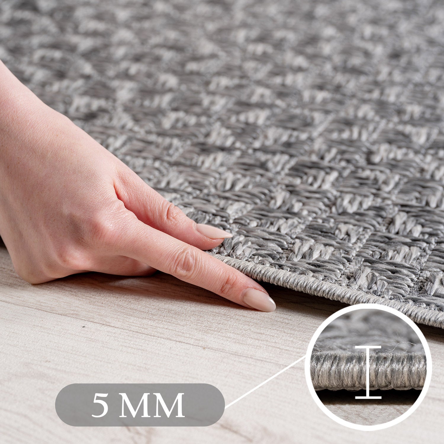 Carpettex Outdoor Rug, Weatherproof, Suitable for Kitchen, Balcony &amp; Living Room, Boho Style, Grey-3
