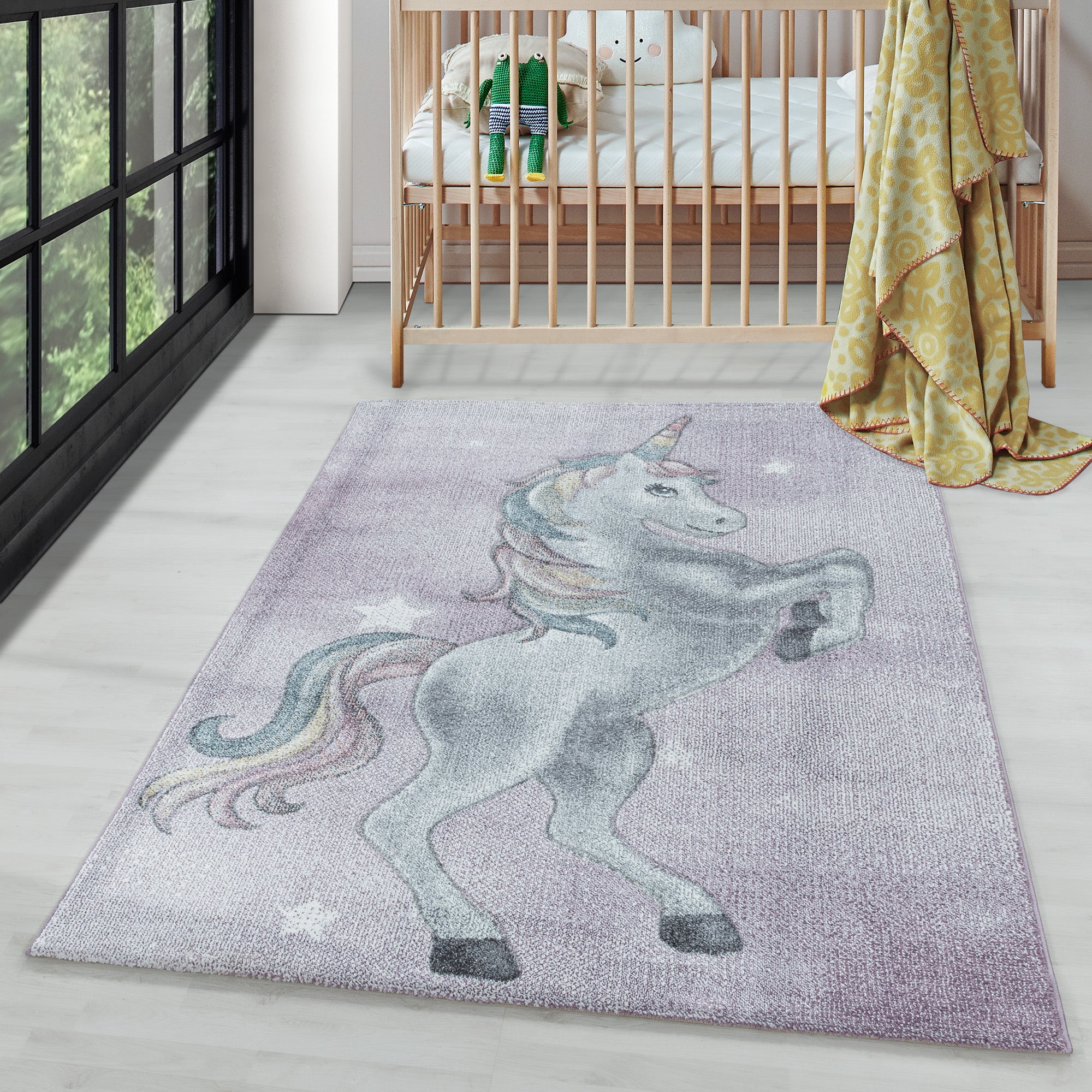 Children's Rug Unicorn Design Modern Soft Easy Care Rug Children's Room