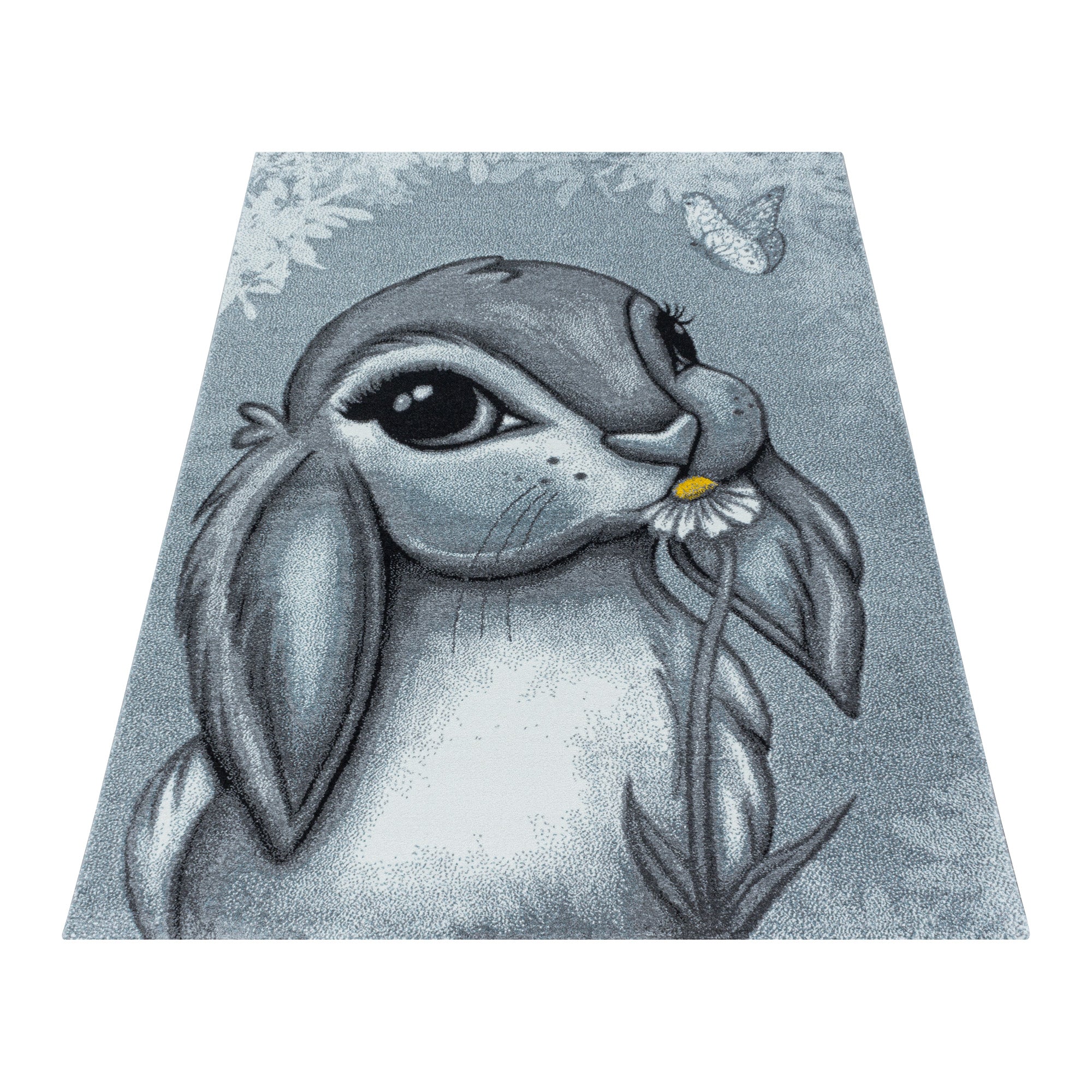 Children's Rug Cute Rabbit Design Modern Soft Easy Care Rug Children's Room