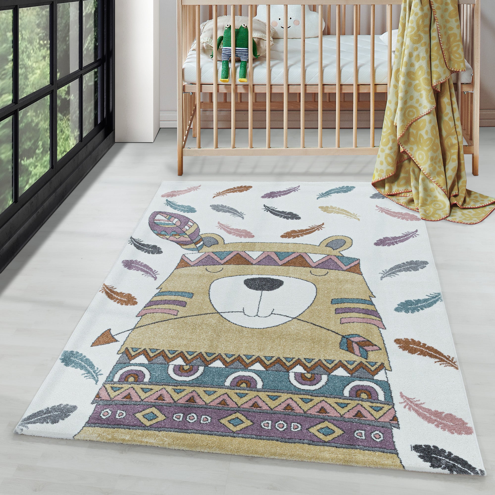 Tapis pour enfants, design ours mignon, moderne, doux, facile d'entretien, chambre d'enfant