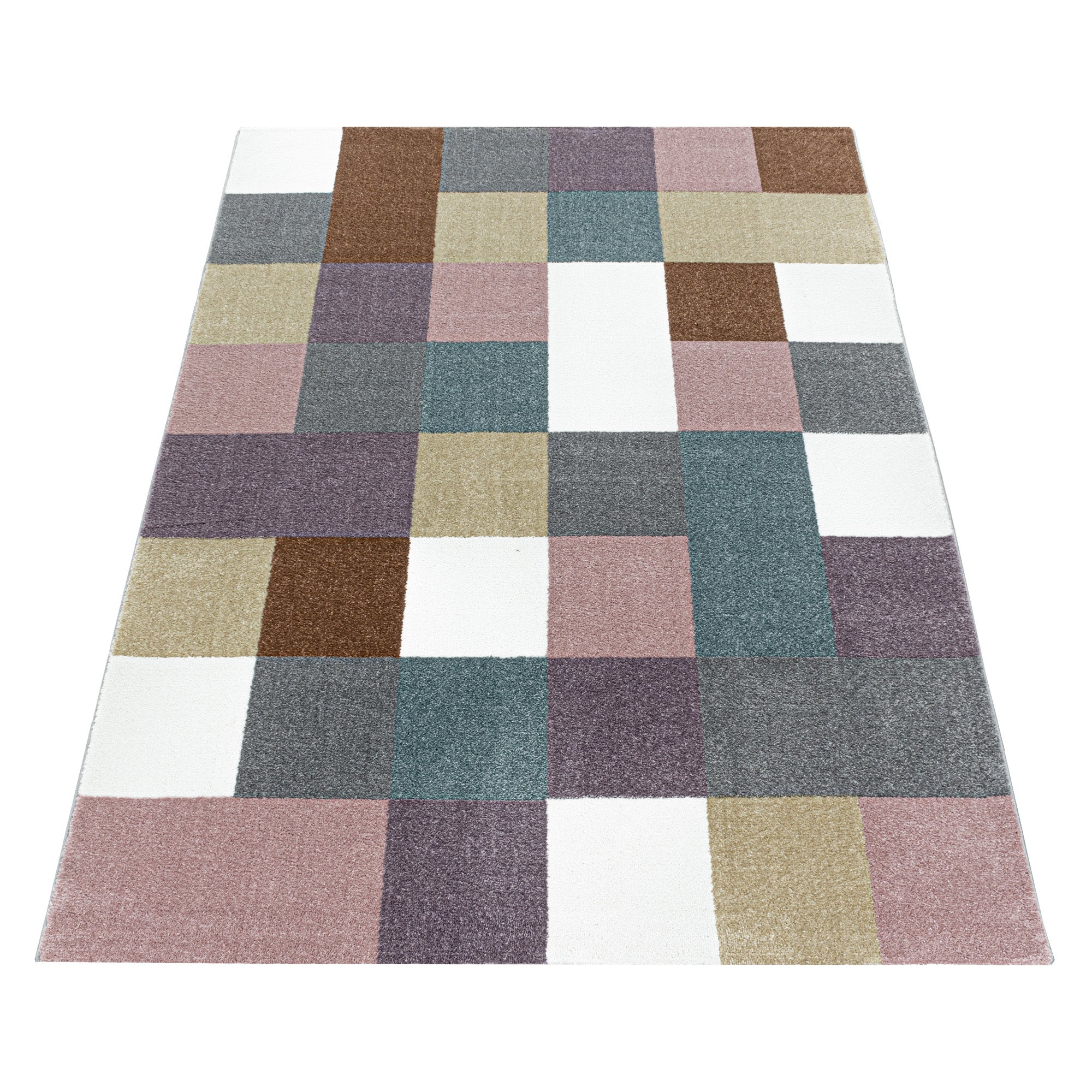 Tapis pour Enfants Design à Carreaux Coloré Tapis Moderne Doux Facile d'entretien Chambre d'enfant