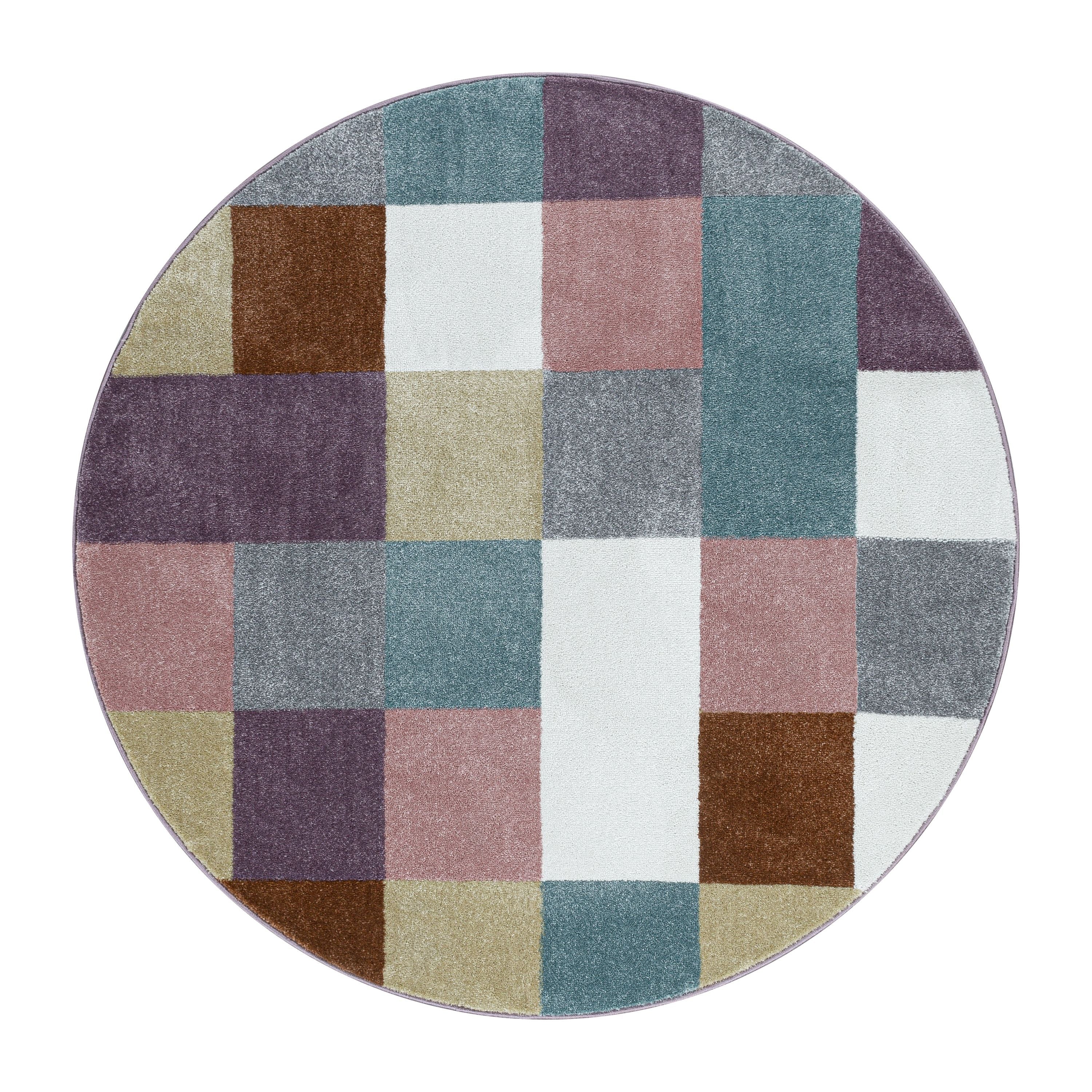 Children's Rug Colorful Checked Design Modern Soft Easy Care Rug Children's Room