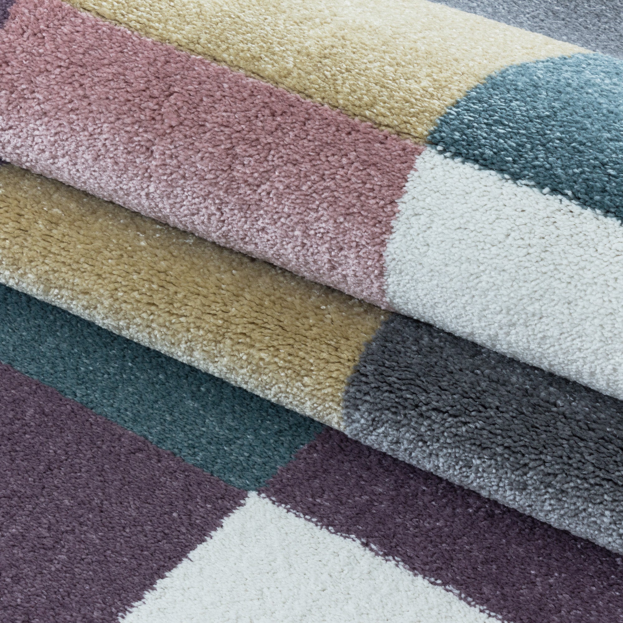 Children's Rug Colorful Checked Design Modern Soft Easy Care Rug Children's Room