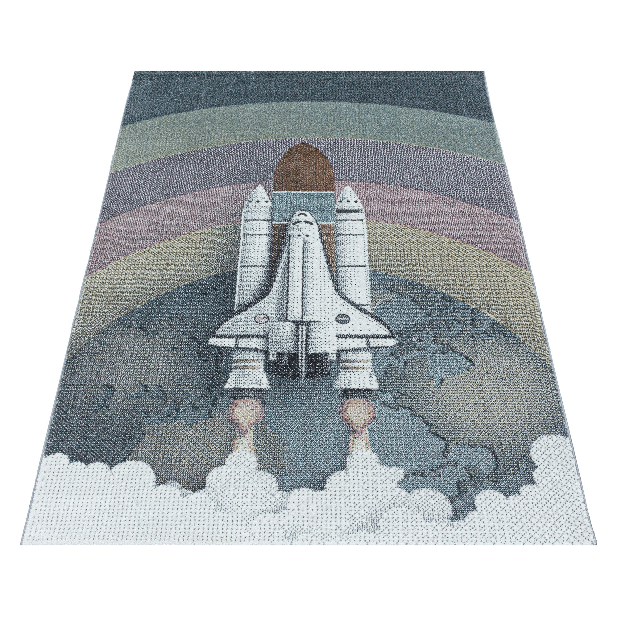Tapis pour enfants Space Rocket Design Tapis moderne facile d'entretien Chambre d'enfant