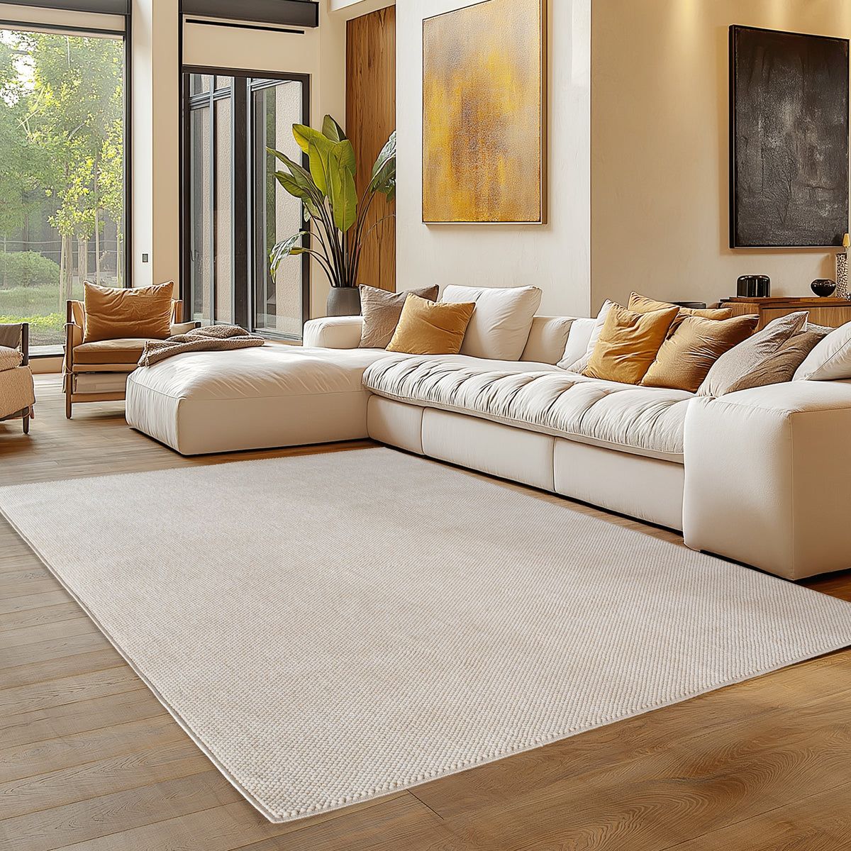 Carpettex Bouclé Teppich Schlingenflor Skandi Einfarbig Weich