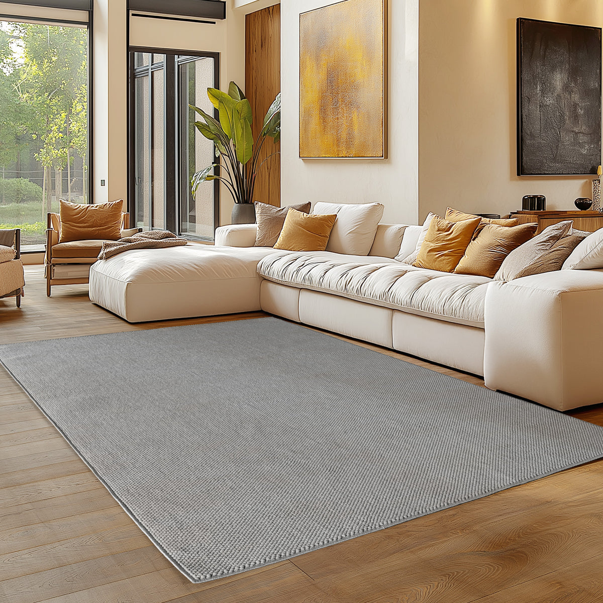 Carpettex Bouclé Teppich Schlingenflor Skandi Einfarbig Weich