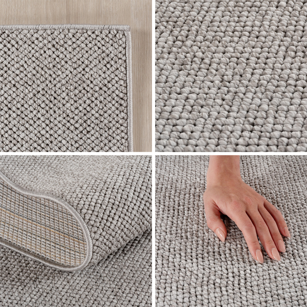 Carpettex Bouclé Teppich Schlingenflor Skandi Einfarbig Weich
