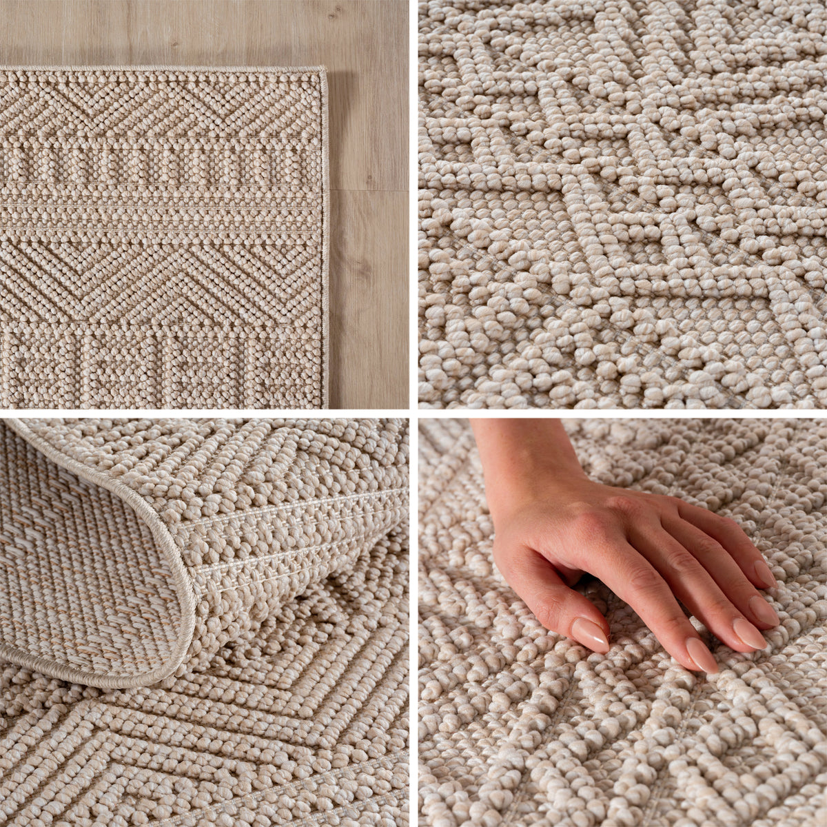 Carpettex Teppich Einfarbig Bouclé Skandi Stil Pflegeleicht Wohnzimmer Esszimmer