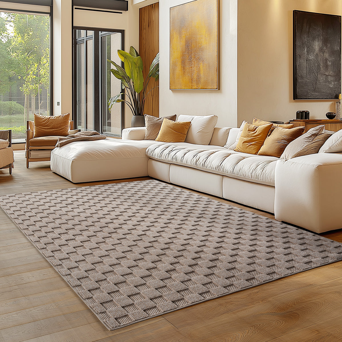 Carpettex Bouclé Teppich Schlingenflor Skandi Karo Weich