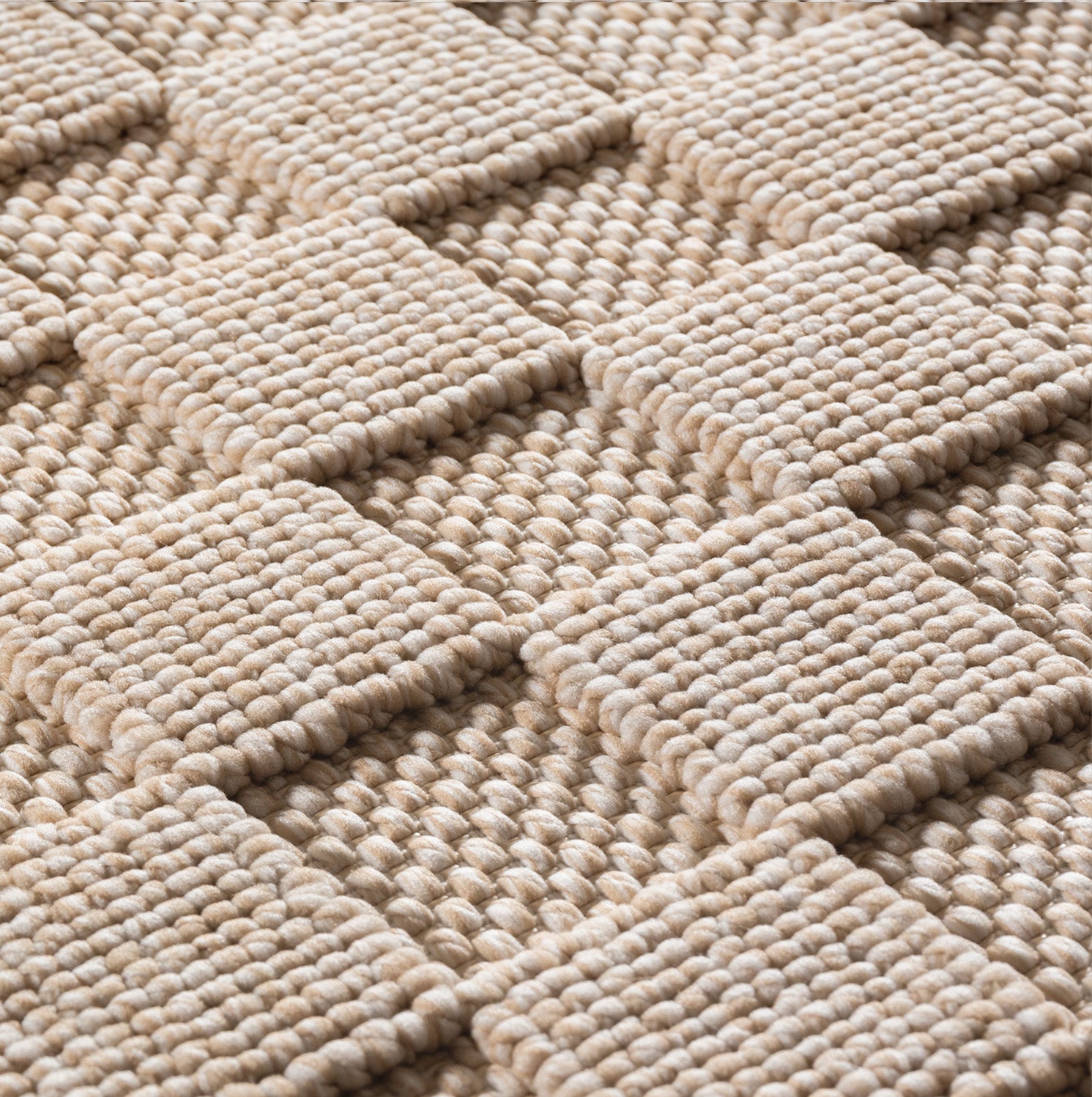 Carpettex rug, solid color, bouclé checkered style, easy care, living room, dining room