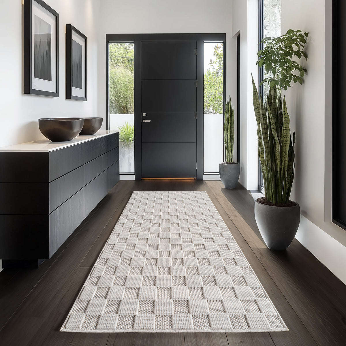 Carpettex Bouclé Teppich Schlingenflor Skandi Karo Weich