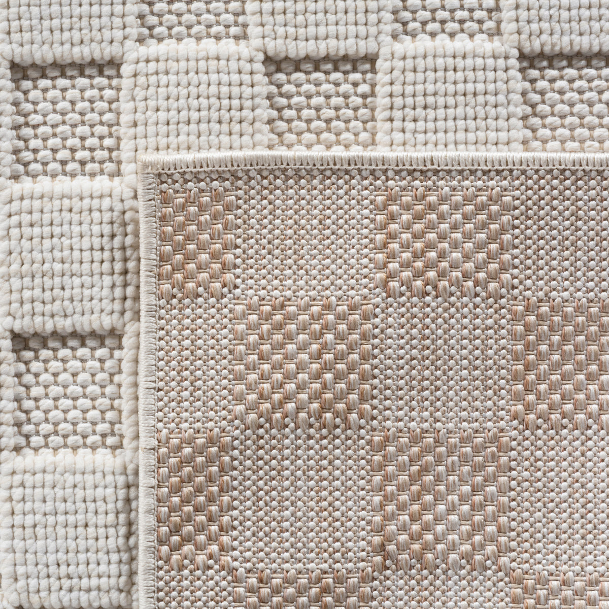 Carpettex Teppich Einfarbig Bouclé Karo Stil Pflegeleicht Wohnzimmer Esszimmer