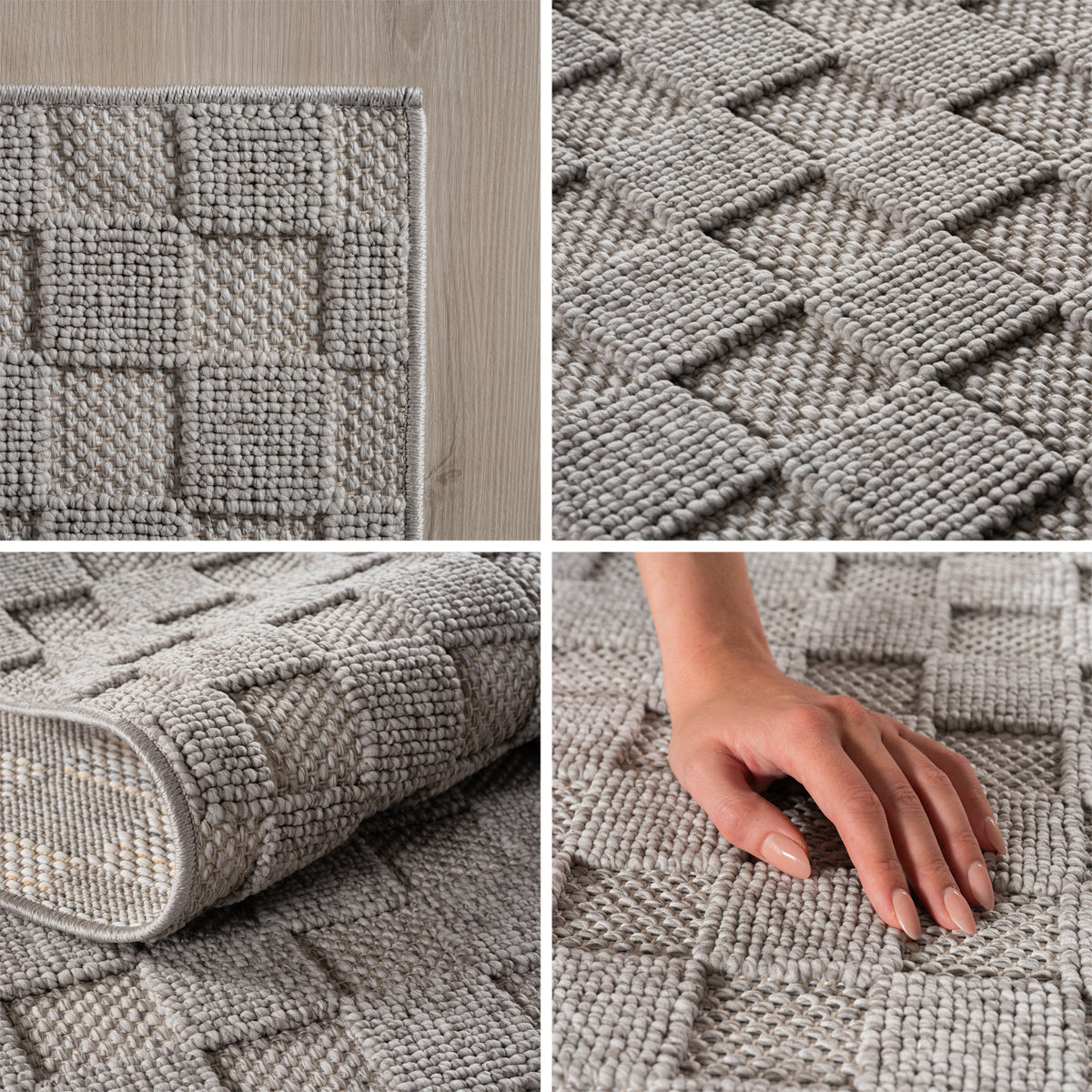 Carpettex Bouclé Teppich Schlingenflor Skandi Karo Weich