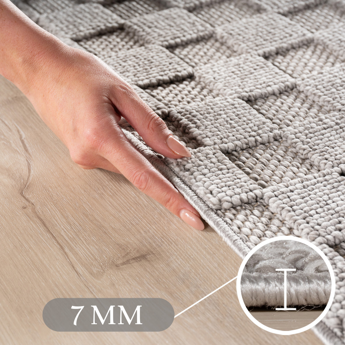 Carpettex Bouclé Teppich Schlingenflor Skandi Karo Weich