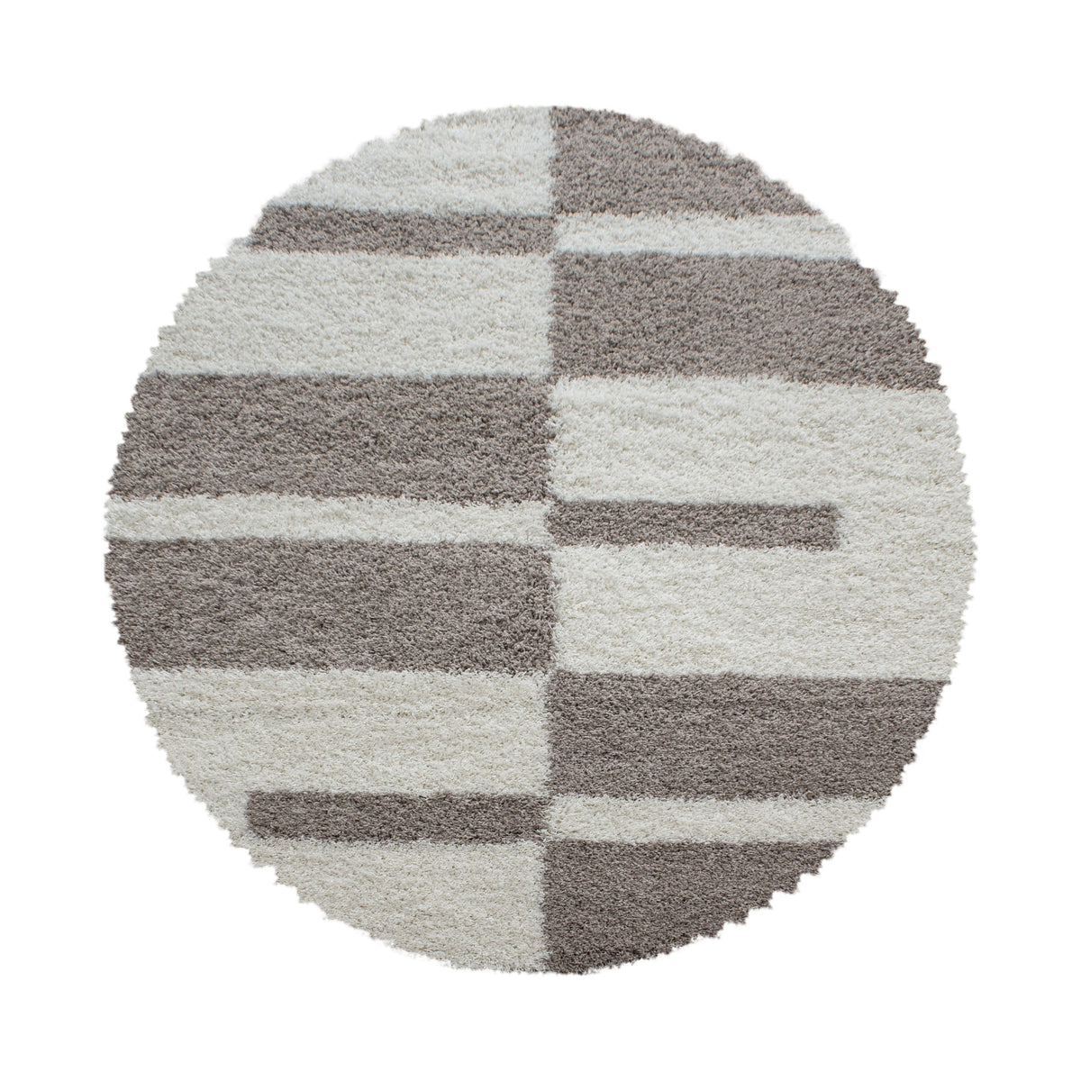 Designer Shaggy Teppich Modern Kariert Design Hochflor Teppich Wohnzimmer