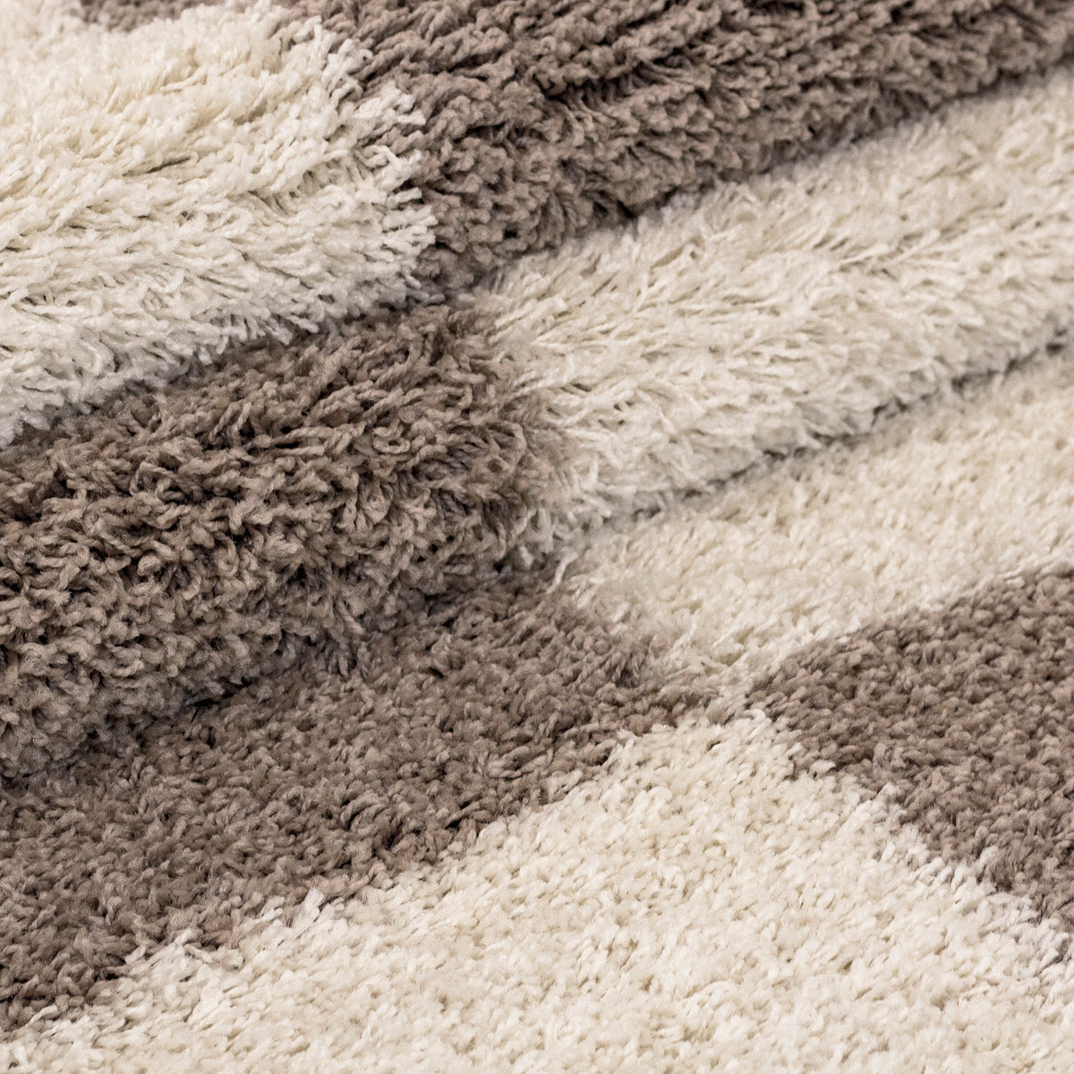 Designer Shaggy Teppich Modern Kariert Design Hochflor Teppich Wohnzimmer