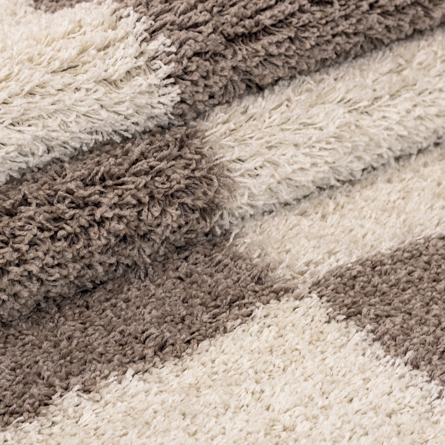Designer Hochflor Teppich Modern Kariert Design Shaggy Teppich Wohnzimmer