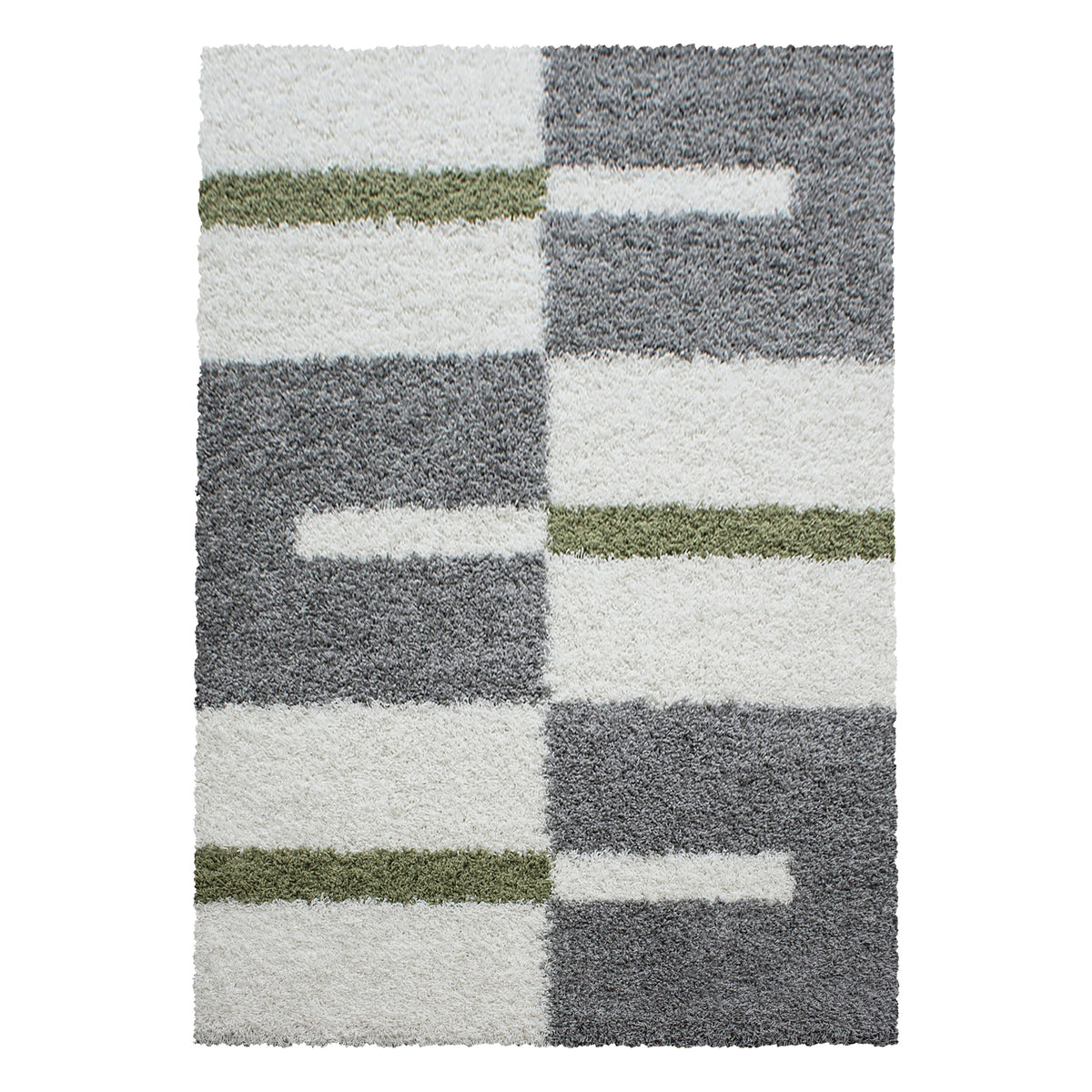 Designer Shaggy Teppich Modern Kariert Design Hochflor Teppich Wohnzimmer