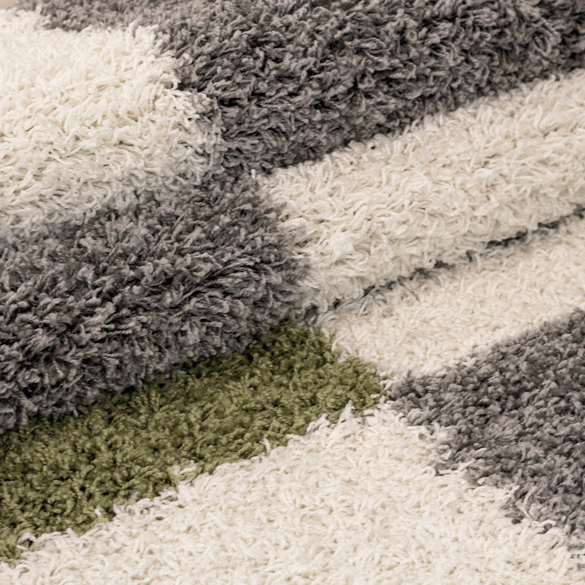Designer Shaggy Teppich Modern Kariert Design Hochflor Teppich Wohnzimmer
