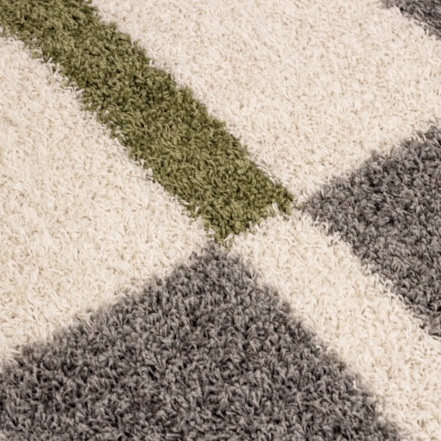 Designer Shaggy Teppich Modern Kariert Design Hochflor Teppich Wohnzimmer