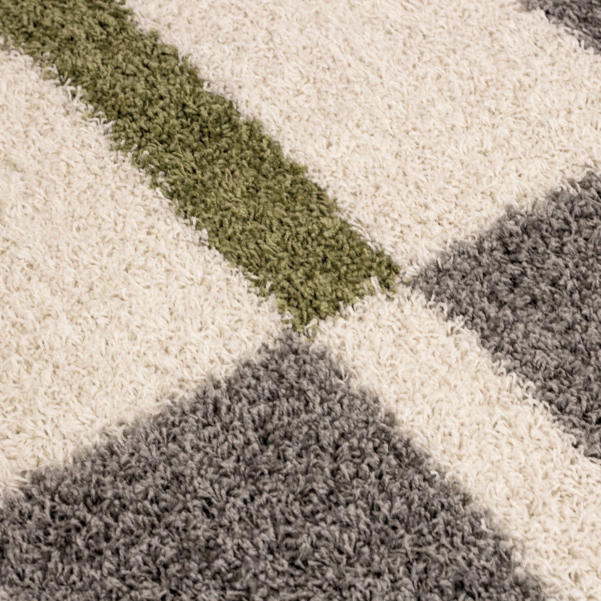Designer Shaggy Teppich Modern Kariert Design Hochflor Teppich Wohnzimmer