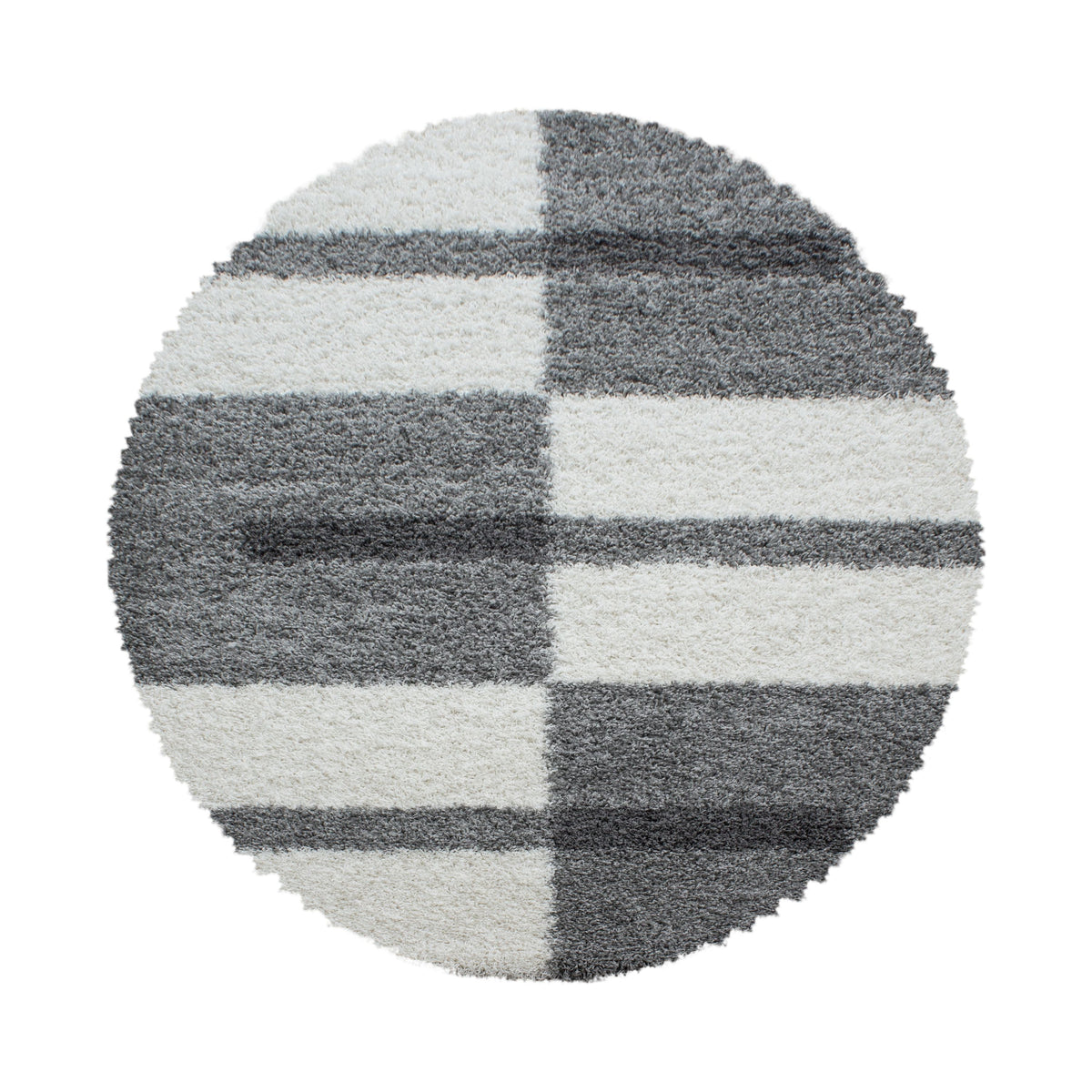 Designer Shaggy Teppich Modern Kariert Design Hochflor Teppich Wohnzimmer