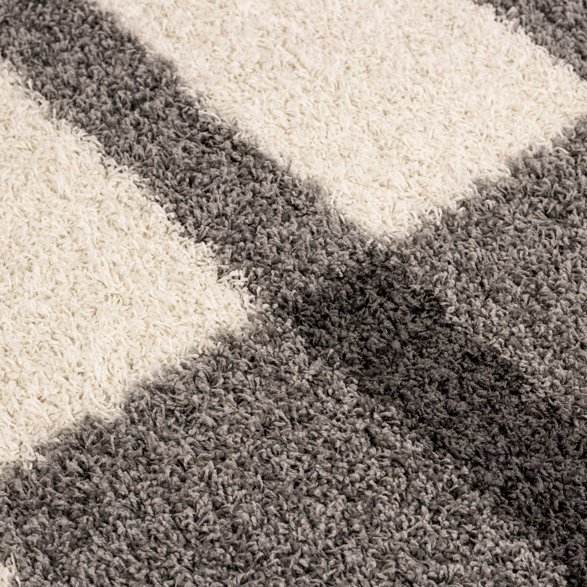 Designer Shaggy Teppich Modern Kariert Design Hochflor Teppich Wohnzimmer