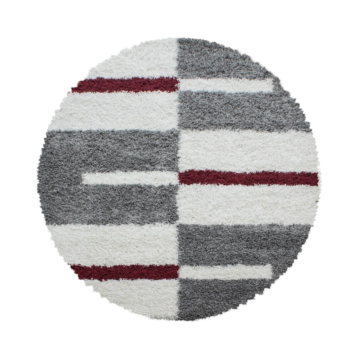 Designer Shaggy Teppich Modern Kariert Design Hochflor Teppich Wohnzimmer