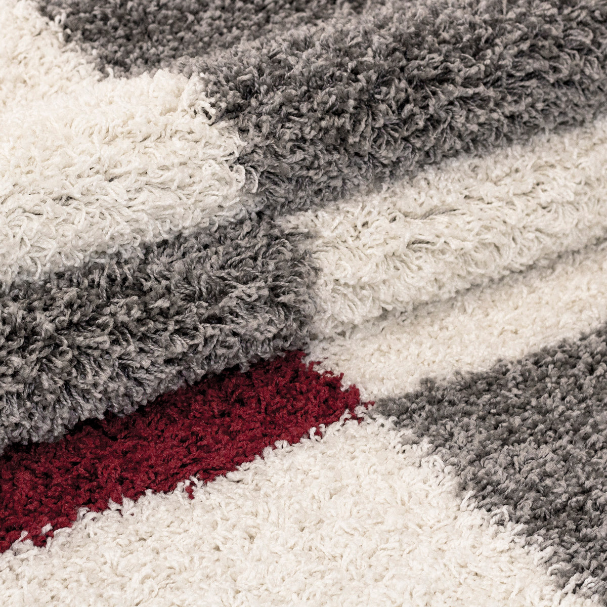 Designer Shaggy Teppich Modern Kariert Design Hochflor Teppich Wohnzimmer