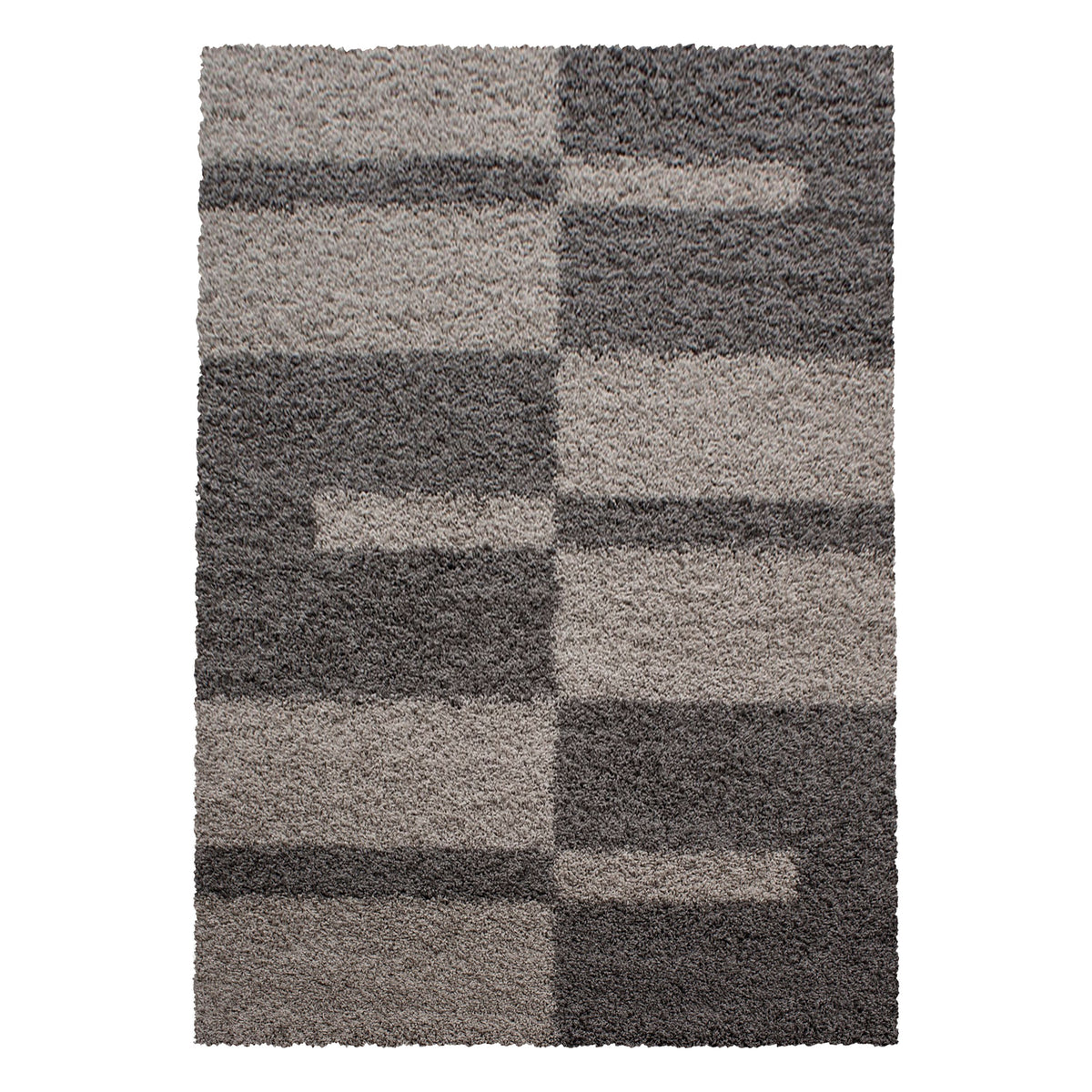 Designer Shaggy Teppich Modern Kariert Design Hochflor Teppich Wohnzimmer
