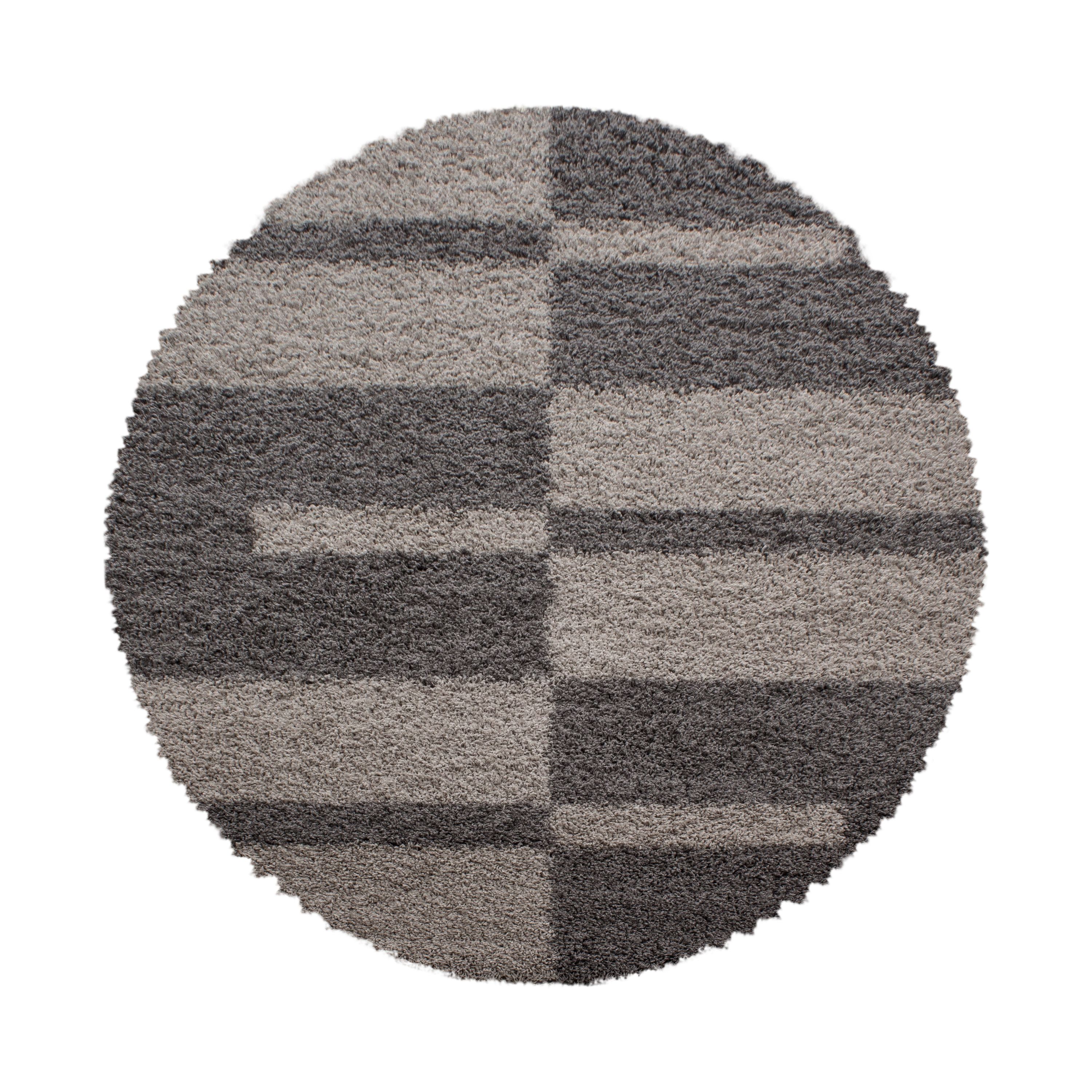 Designer Shaggy Teppich Modern Kariert Design Hochflor Teppich Wohnzimmer
