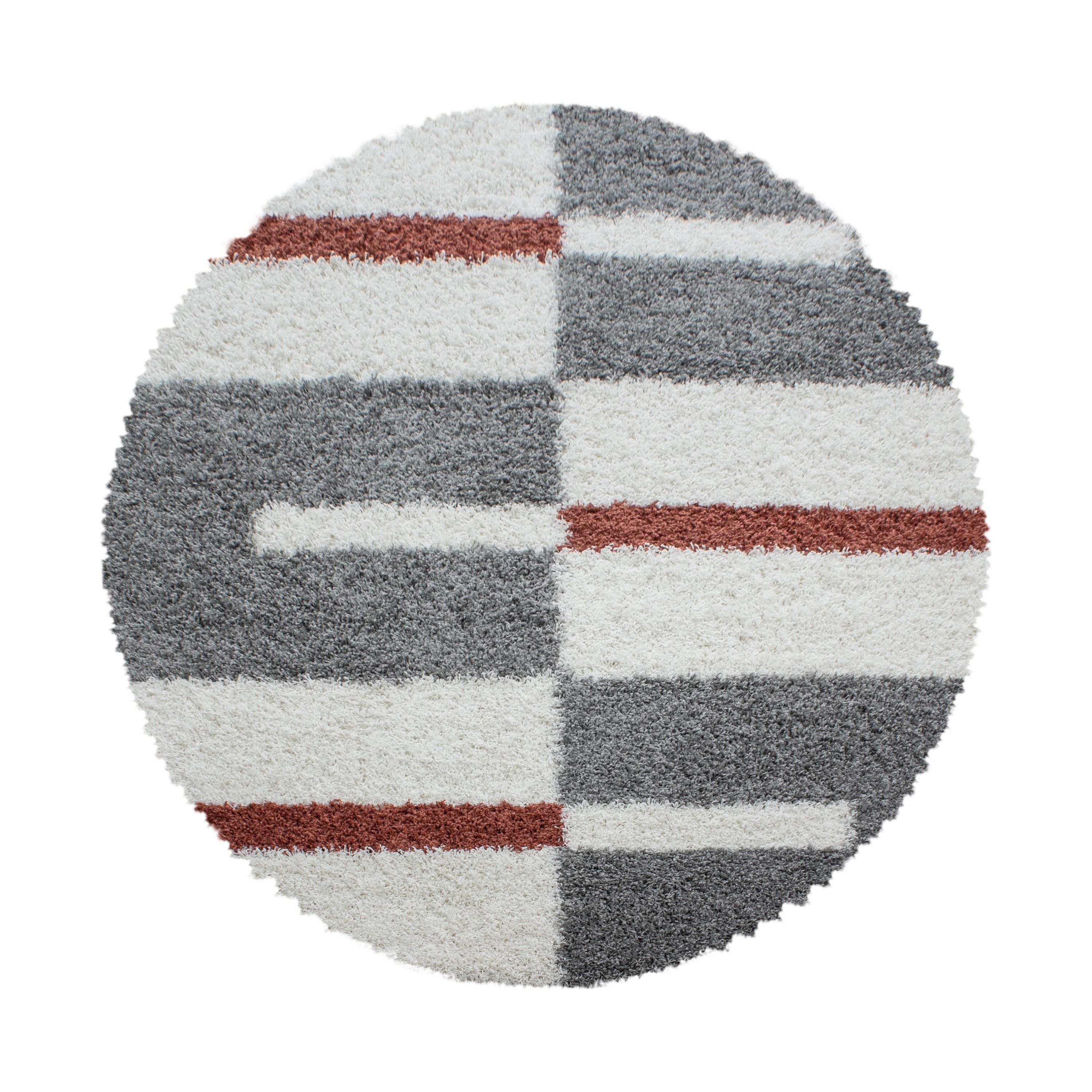Designer Shaggy Teppich Modern Kariert Design Hochflor Teppich Wohnzimmer