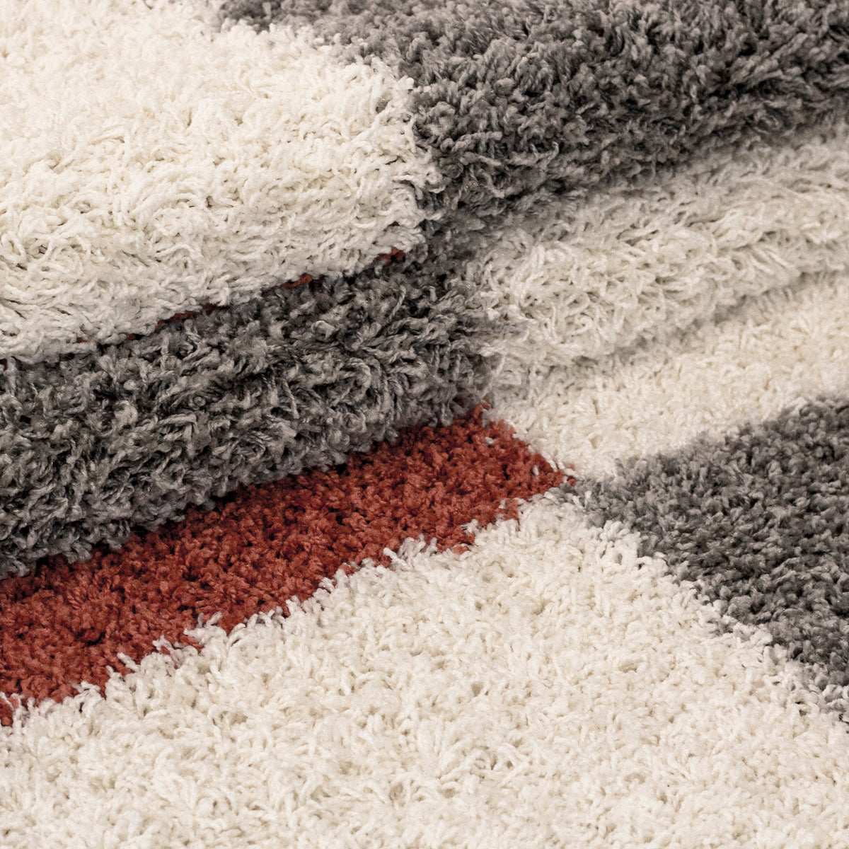 Designer Shaggy Teppich Modern Kariert Design Hochflor Teppich Wohnzimmer