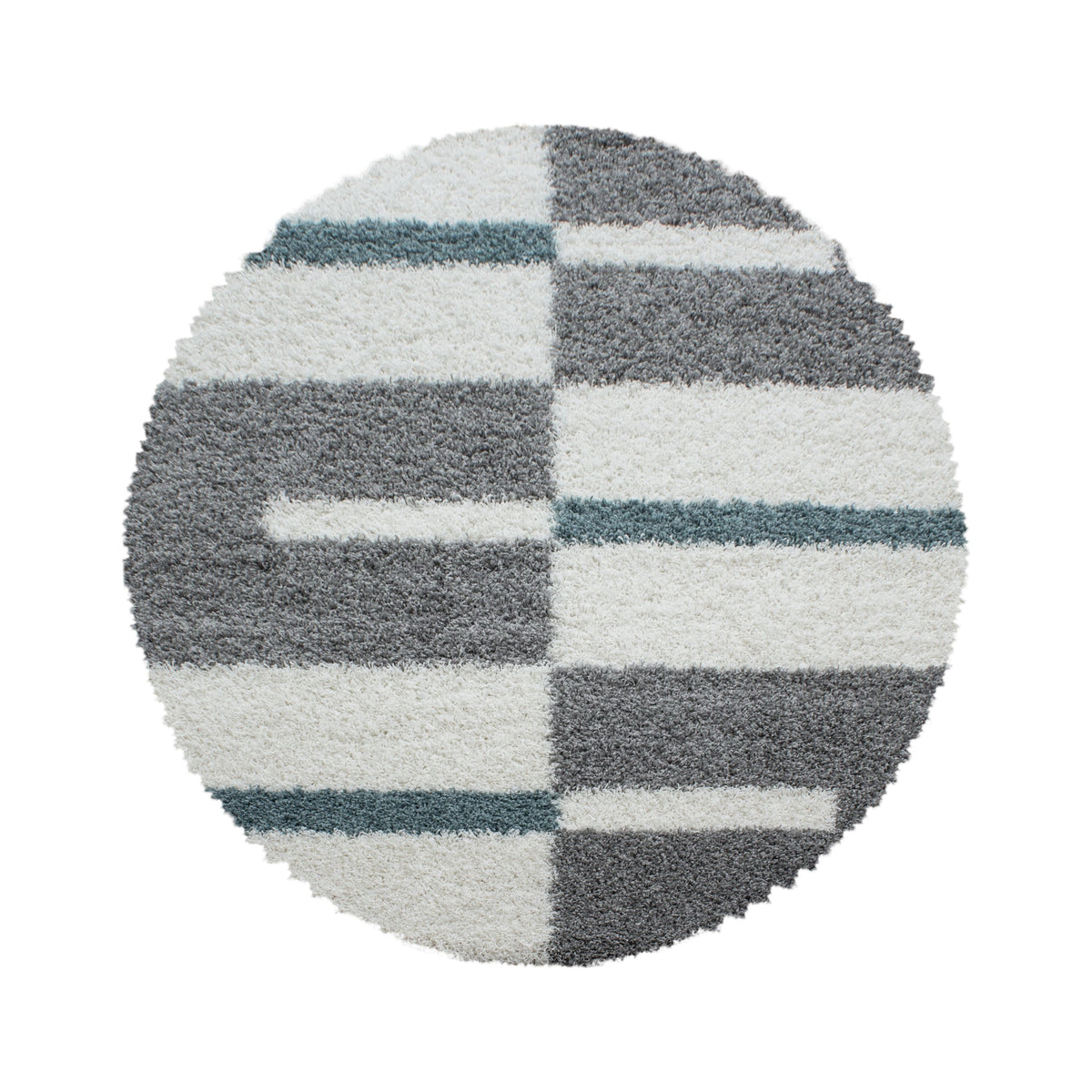 Designer Shaggy Teppich Modern Kariert Design Hochflor Teppich Wohnzimmer