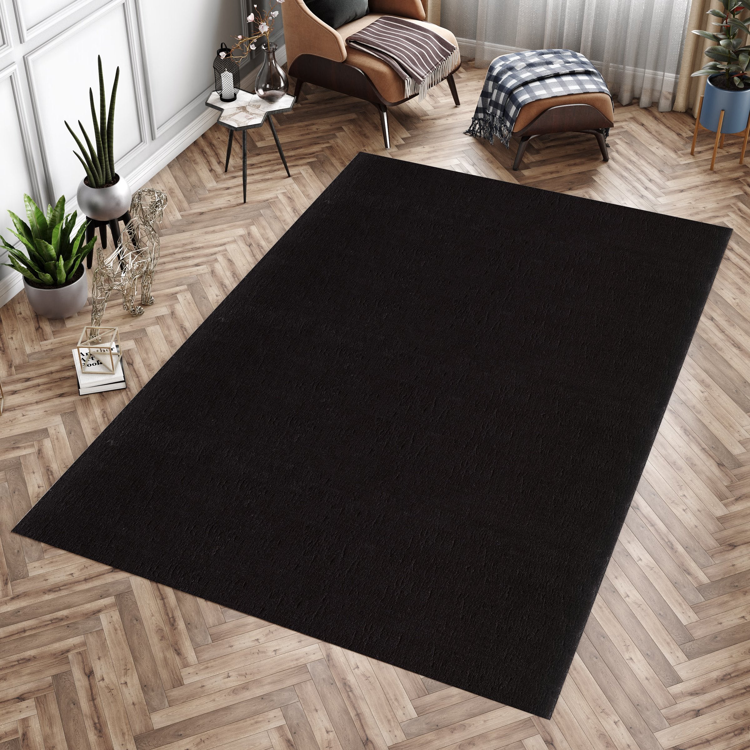 Waschbarer Hochflor Teppich Wohnzimmer Einfarbig Kunstfell Plüsch Super Weich