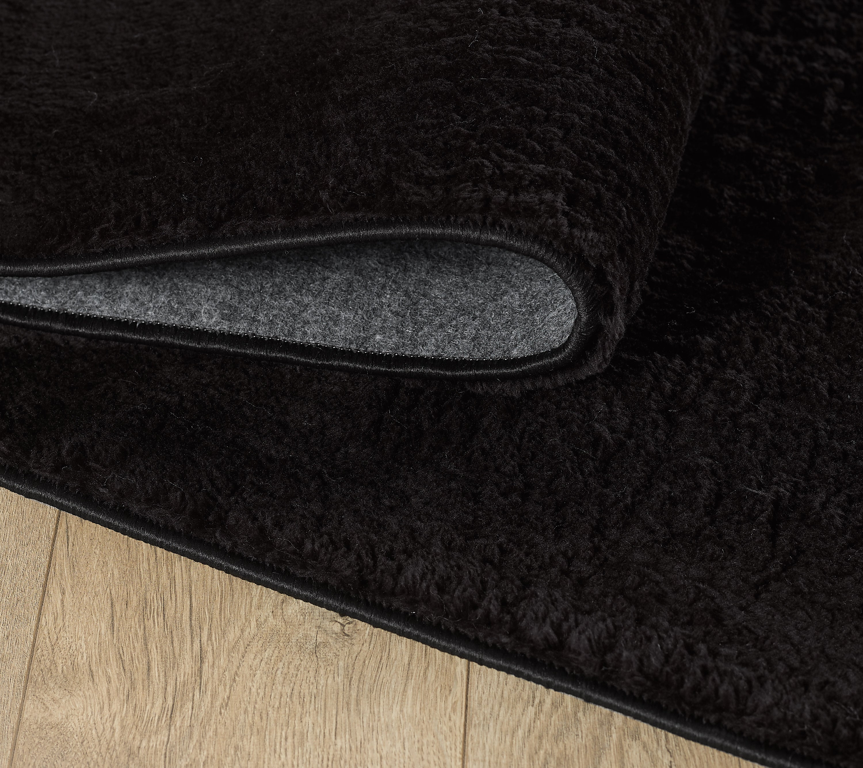 Waschbarer Runder Hochflor Teppich Wohnzimmer Einfarbig Kunstfell Felloptik