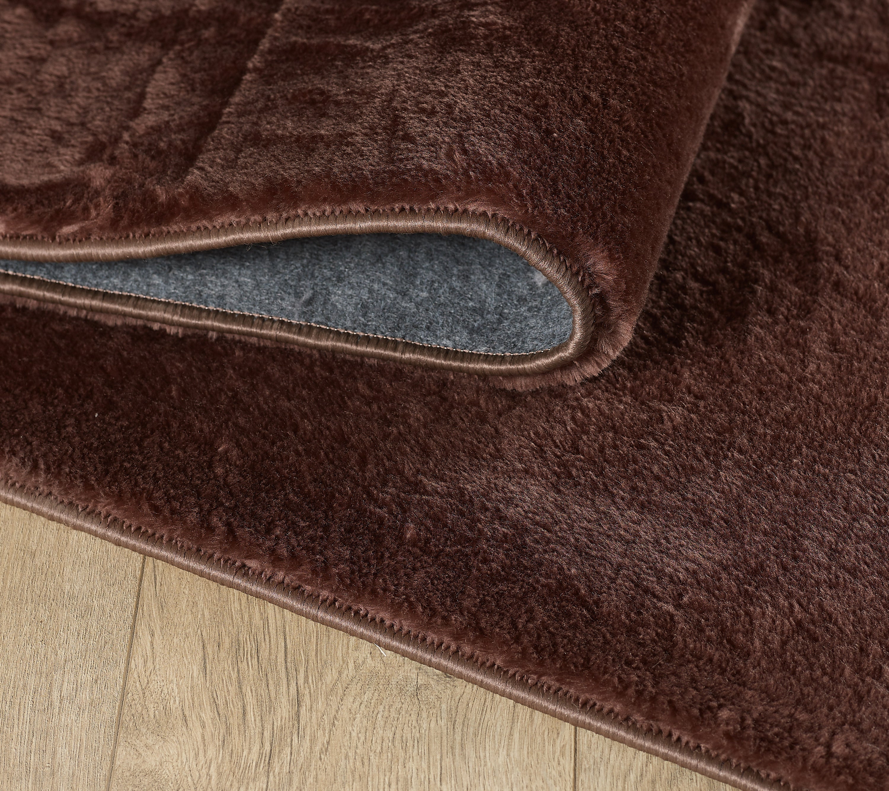Waschbarer Runder Hochflor Teppich Wohnzimmer Einfarbig Kunstfell Felloptik