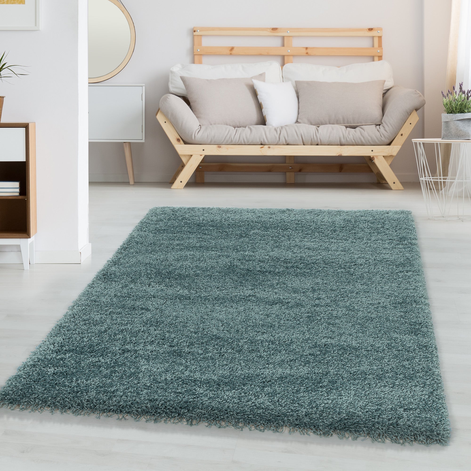 Teppich Wohnzimmer Hochflor Einfarbiges Design Langflor Shaggy Modern Flauschig