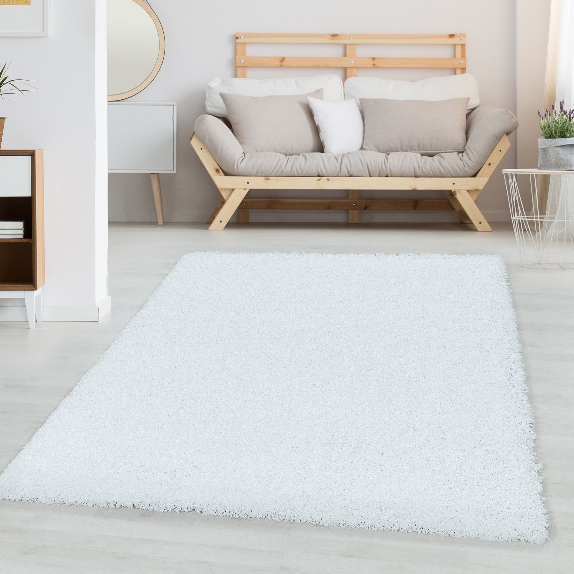 Teppich Wohnzimmer Hochflor Einfarbiges Design Langflor Shaggy Modern Flauschig