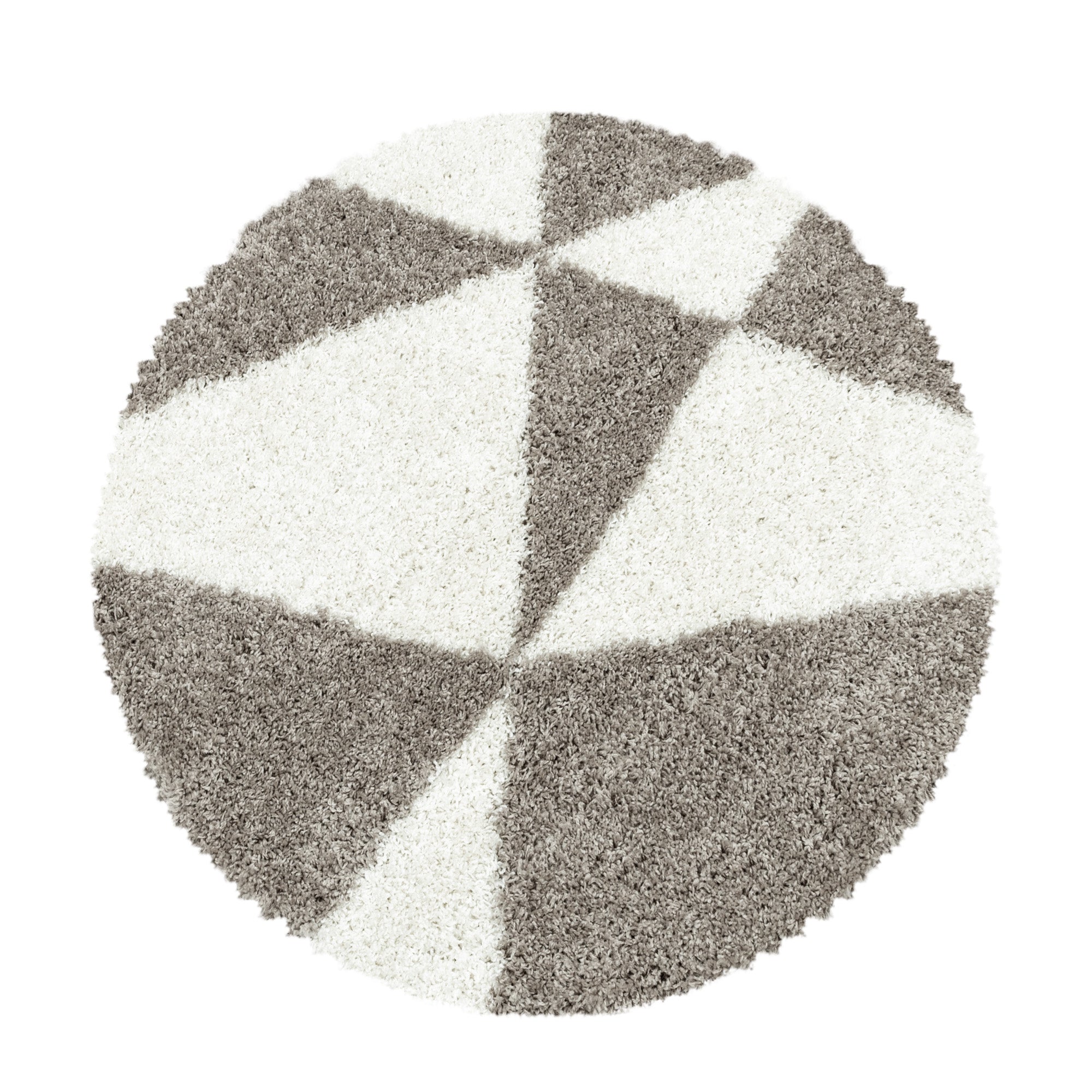 Round deep pile rug meander design fluffy shaggy carpet living room