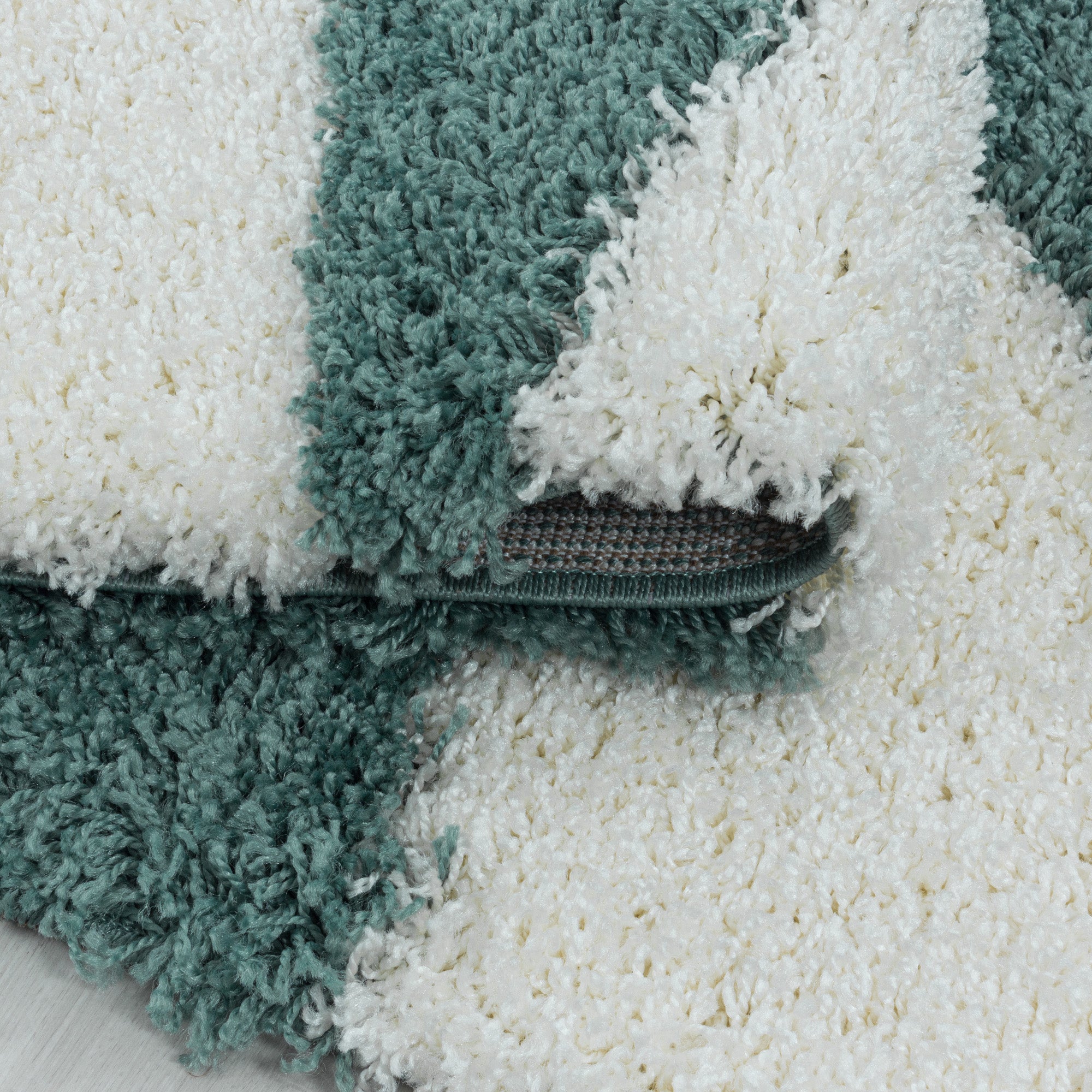 Runder Hochflor Teppich Mäander Design Flauschig Shaggy Teppich Wohnzimmer