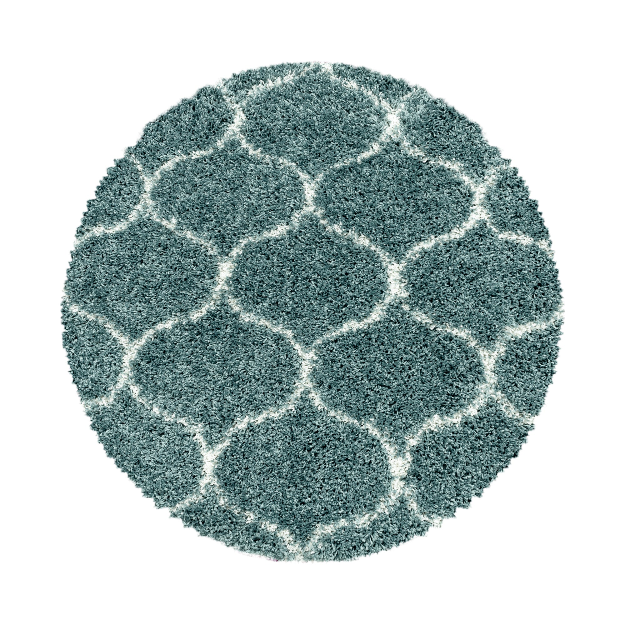 Tapis rond salon poils longs shaggy design scandinave moelleux doux