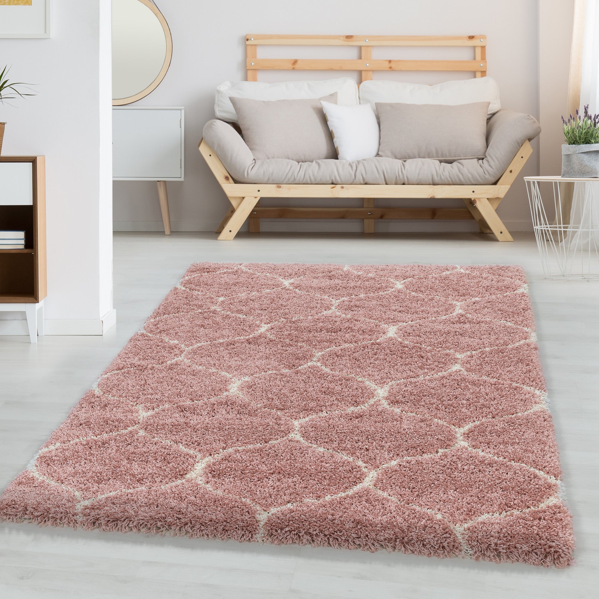 Tapis salon poils longs shaggy design scandinave poils longs moelleux doux