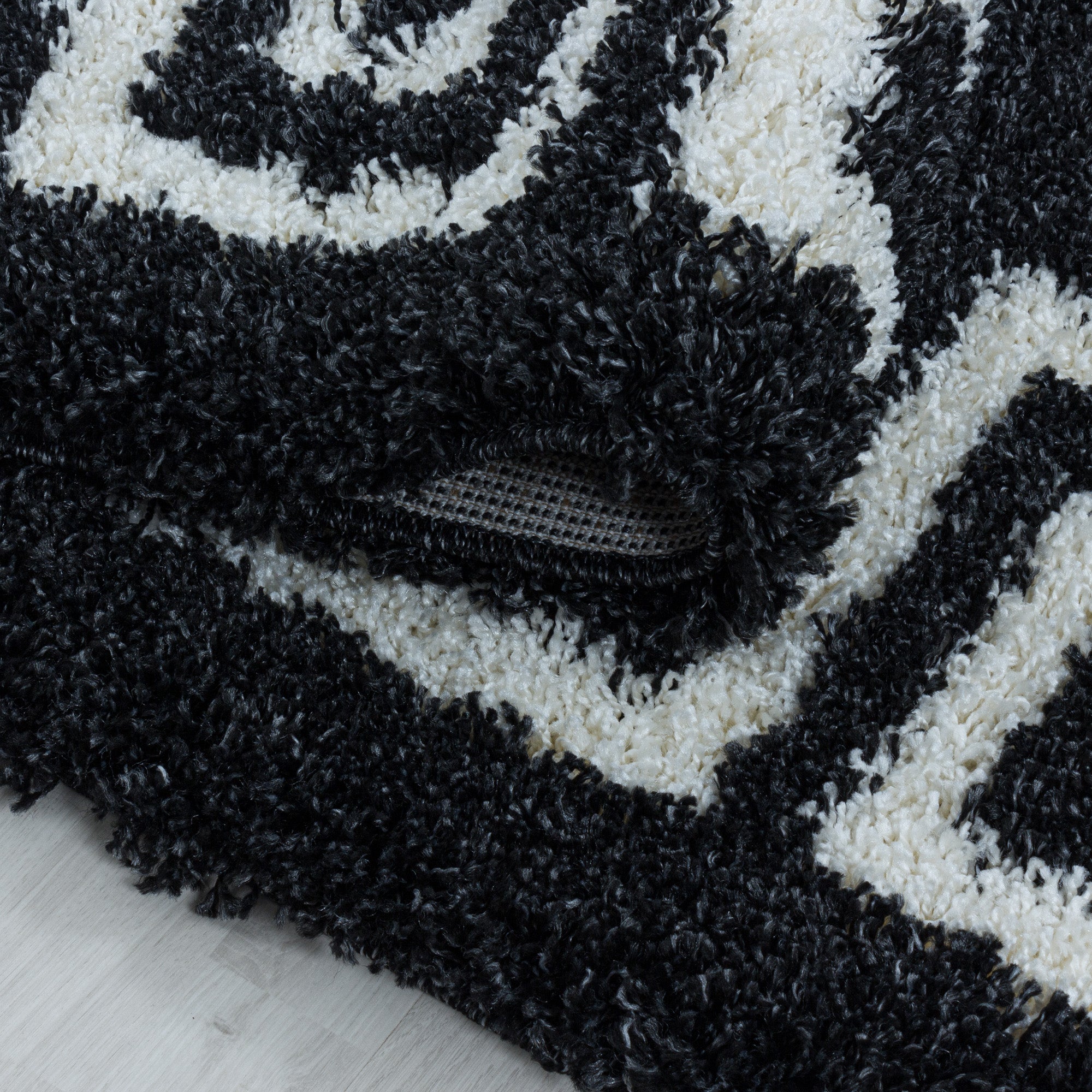 Hochflor Teppich Wohnzimmer Mäander-Design Langflor Modern Shaggy Teppich Weich