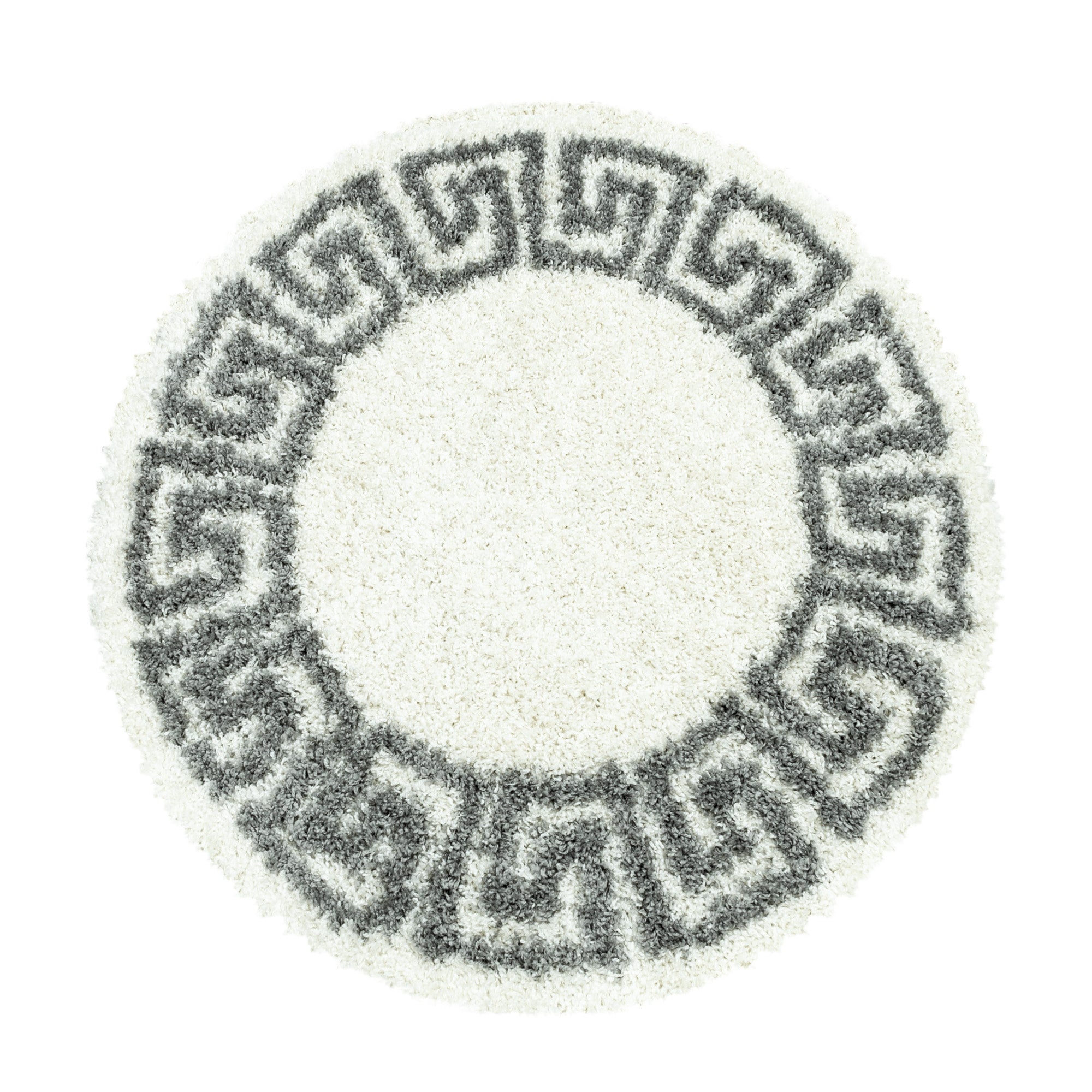 Hochflor Teppich Wohnzimmer Mäander-Design Langflor Modern Shaggy Teppich Weich