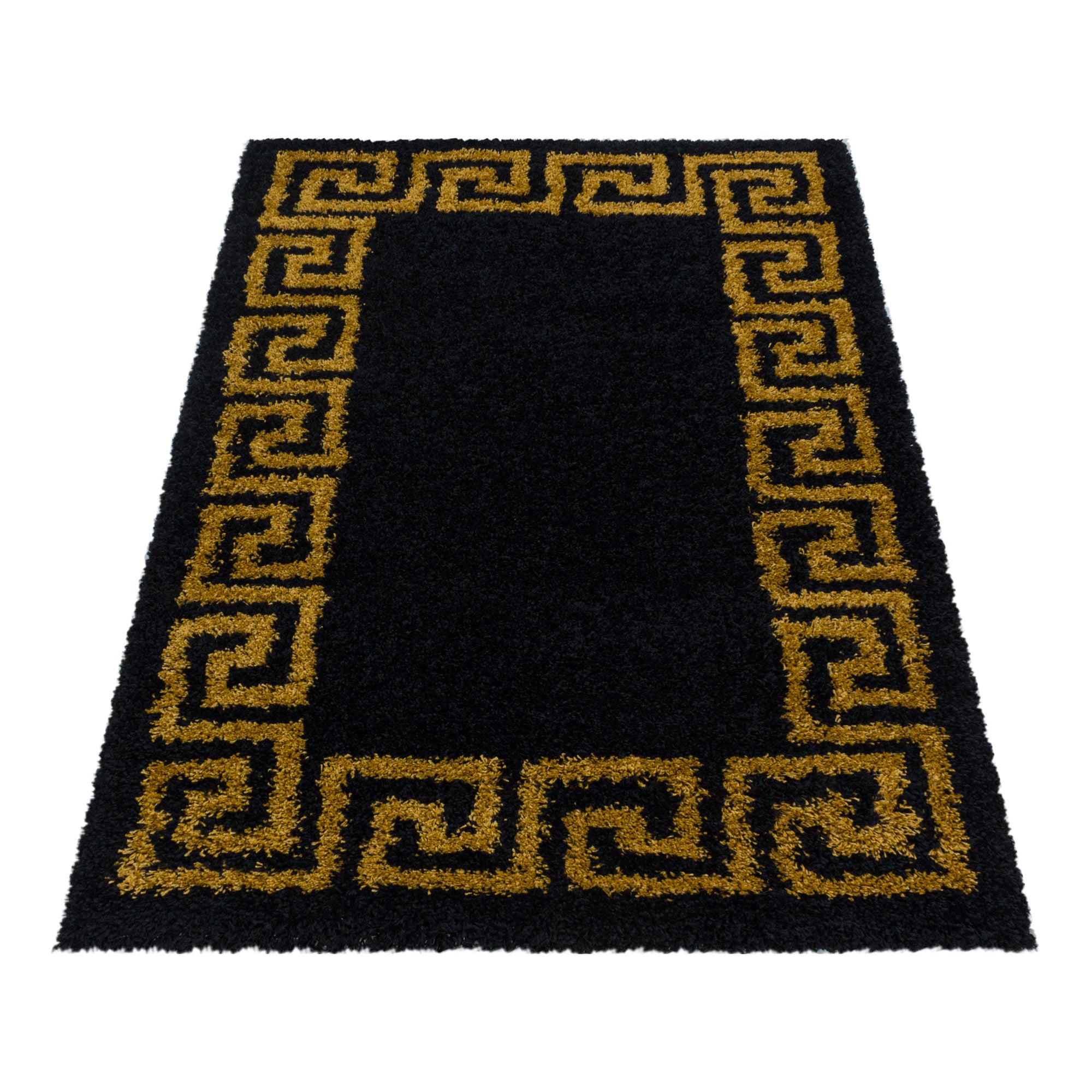 Hochflor Teppich Wohnzimmer Mäander-Design Langflor Modern Shaggy Teppich Weich