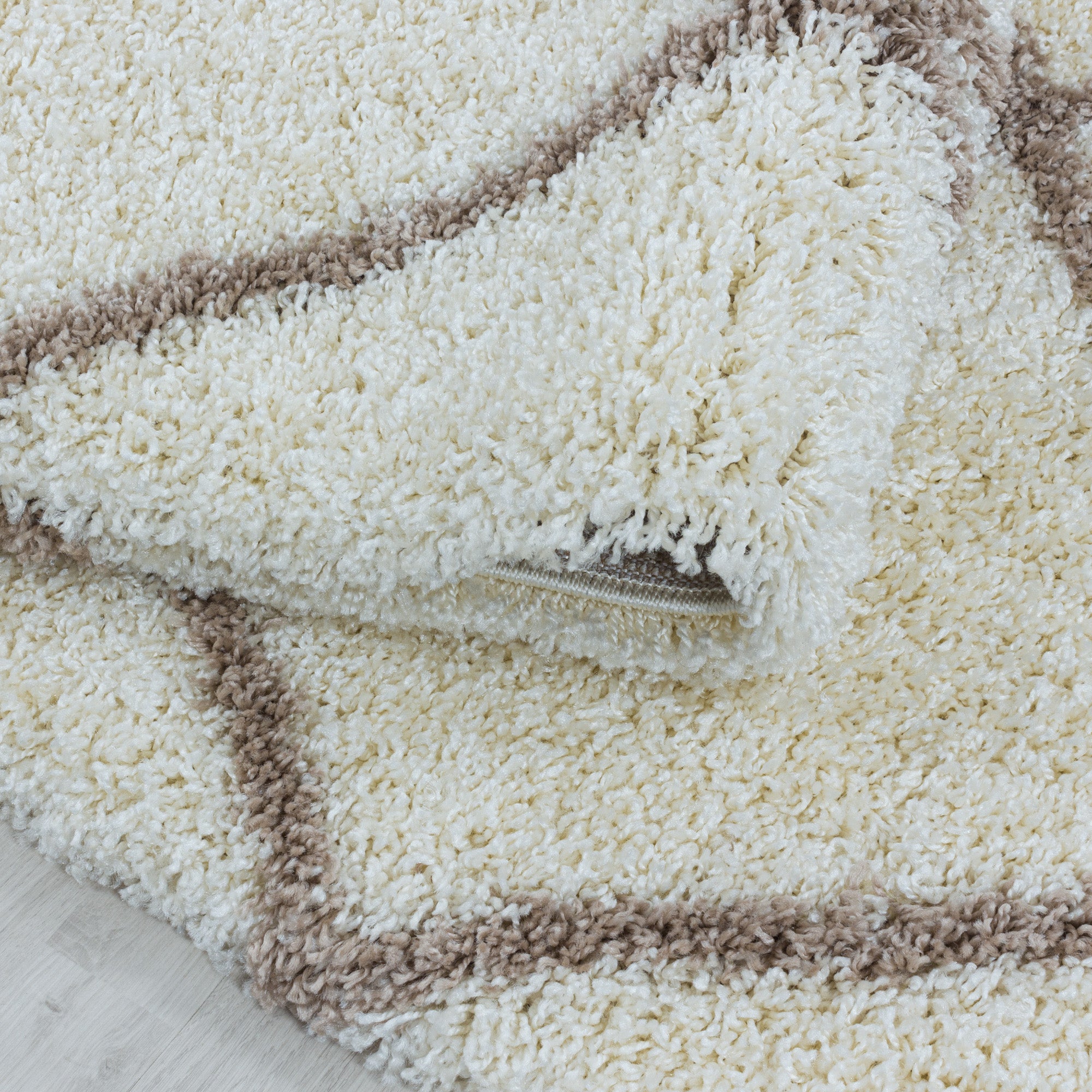 Runder Hochflor Teppich Skandinavische Rauten Design Shaggy Teppich Wohnzimmer