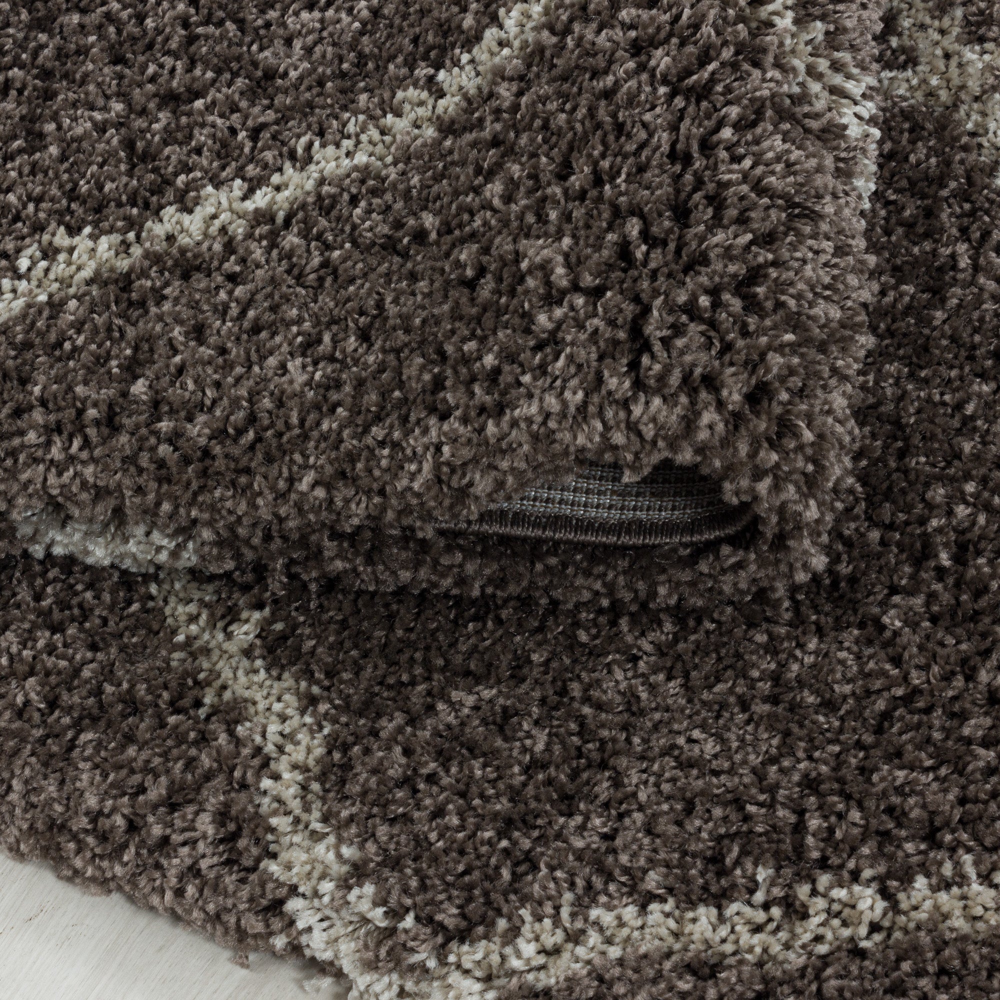 Runder Hochflor Teppich Skandinavische Rauten Design Shaggy Teppich Wohnzimmer