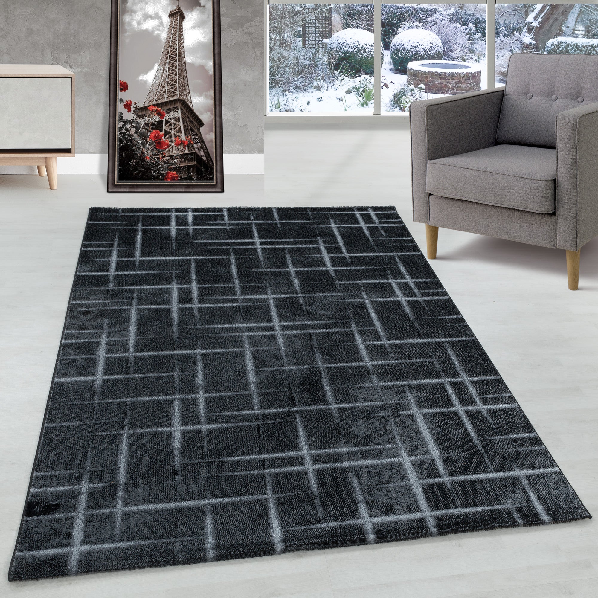 Modern Kurzflor Teppich Gestreift Design Teppich Modern Stil Teppich Wohnzimmer