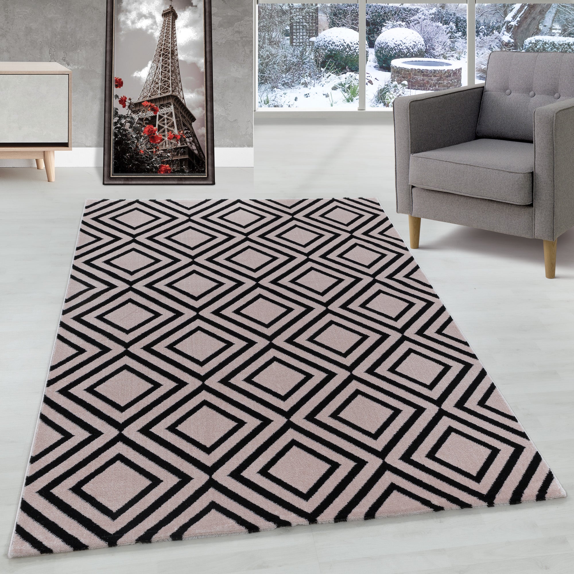 Modern Kurzflor Teppich Geometrisches Design Teppich Modern Teppich Wohnzimmer